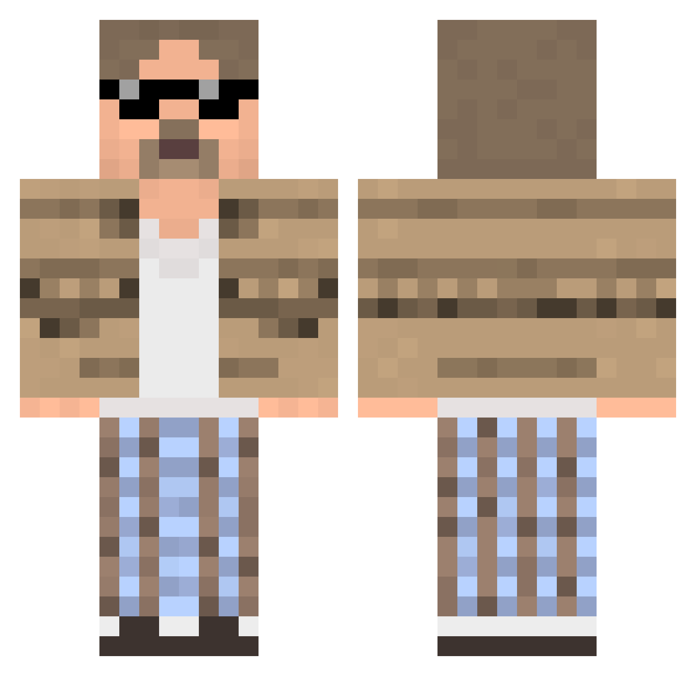 Beedle420 Minecraft skin, front and back view