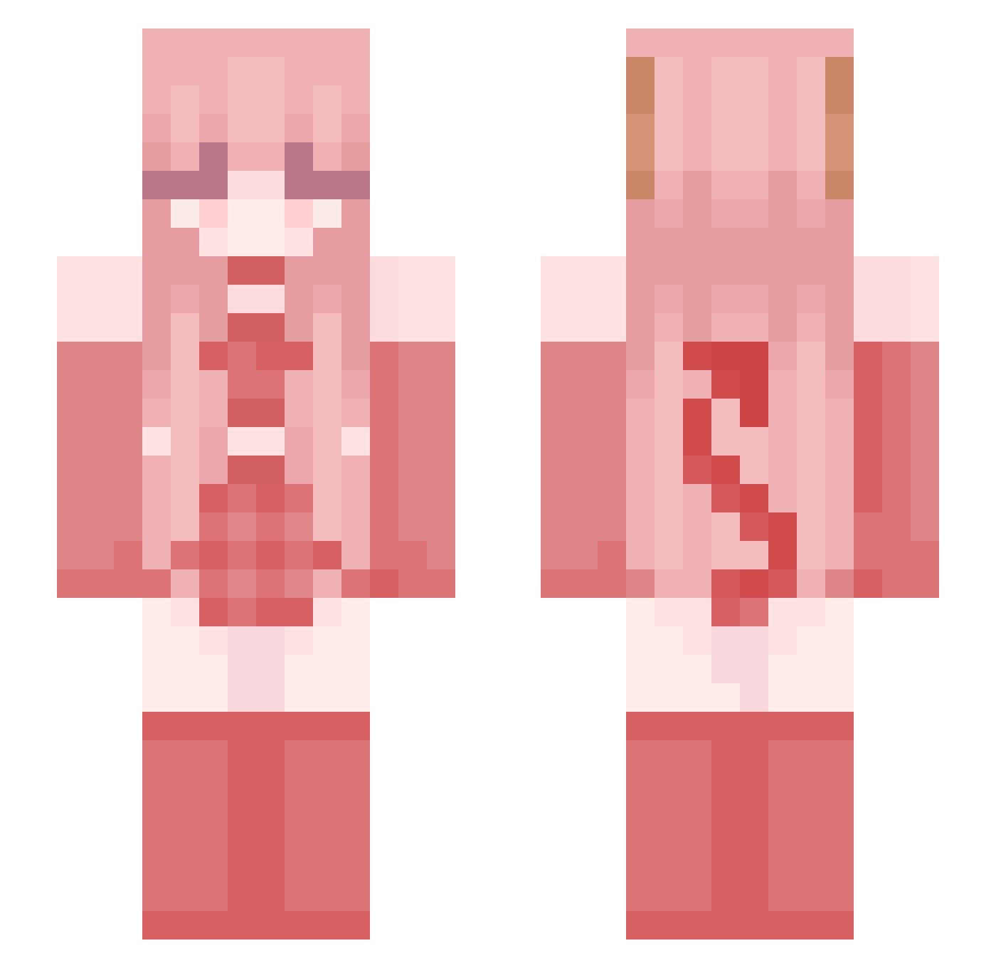 OwOyay Minecraft skin, front and back view