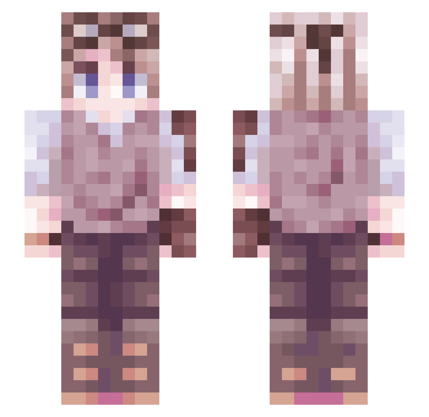 wateroby Minecraft skin, front and back view