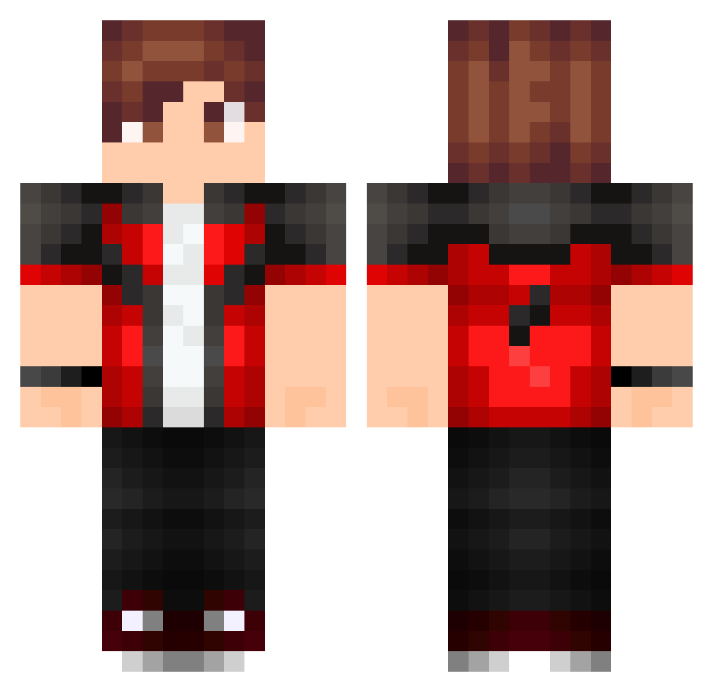 Zkinner Minecraft skin, front and back view