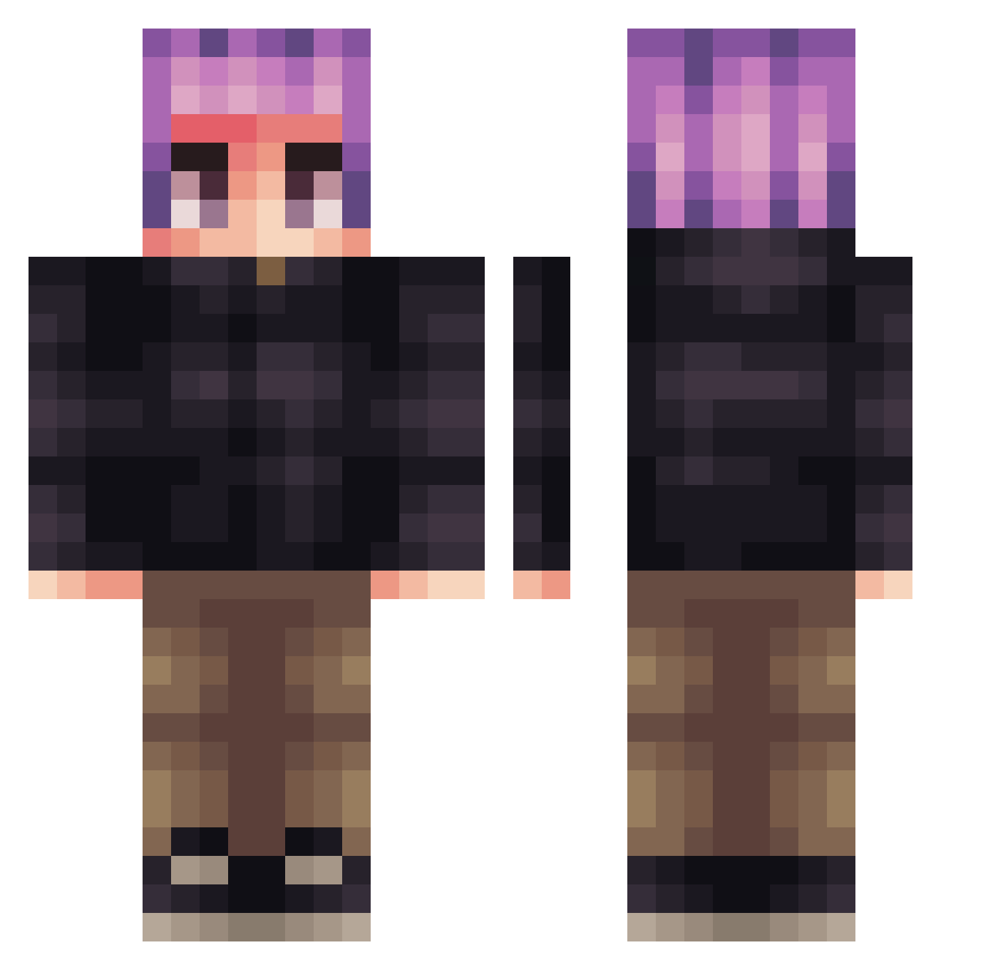 Staid3 Minecraft skin, front and back view