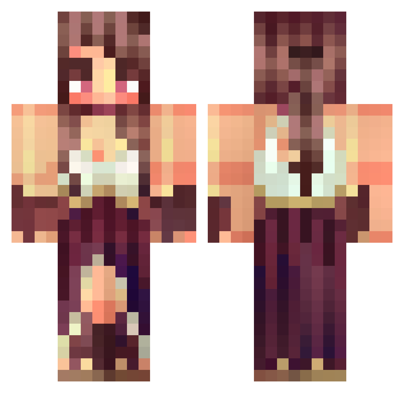 Milady Minecraft skin, front and back view