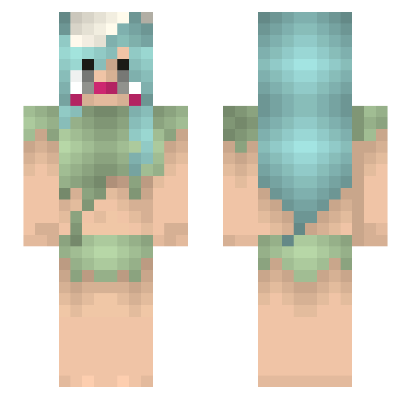 Molduck Minecraft skin, front and back view