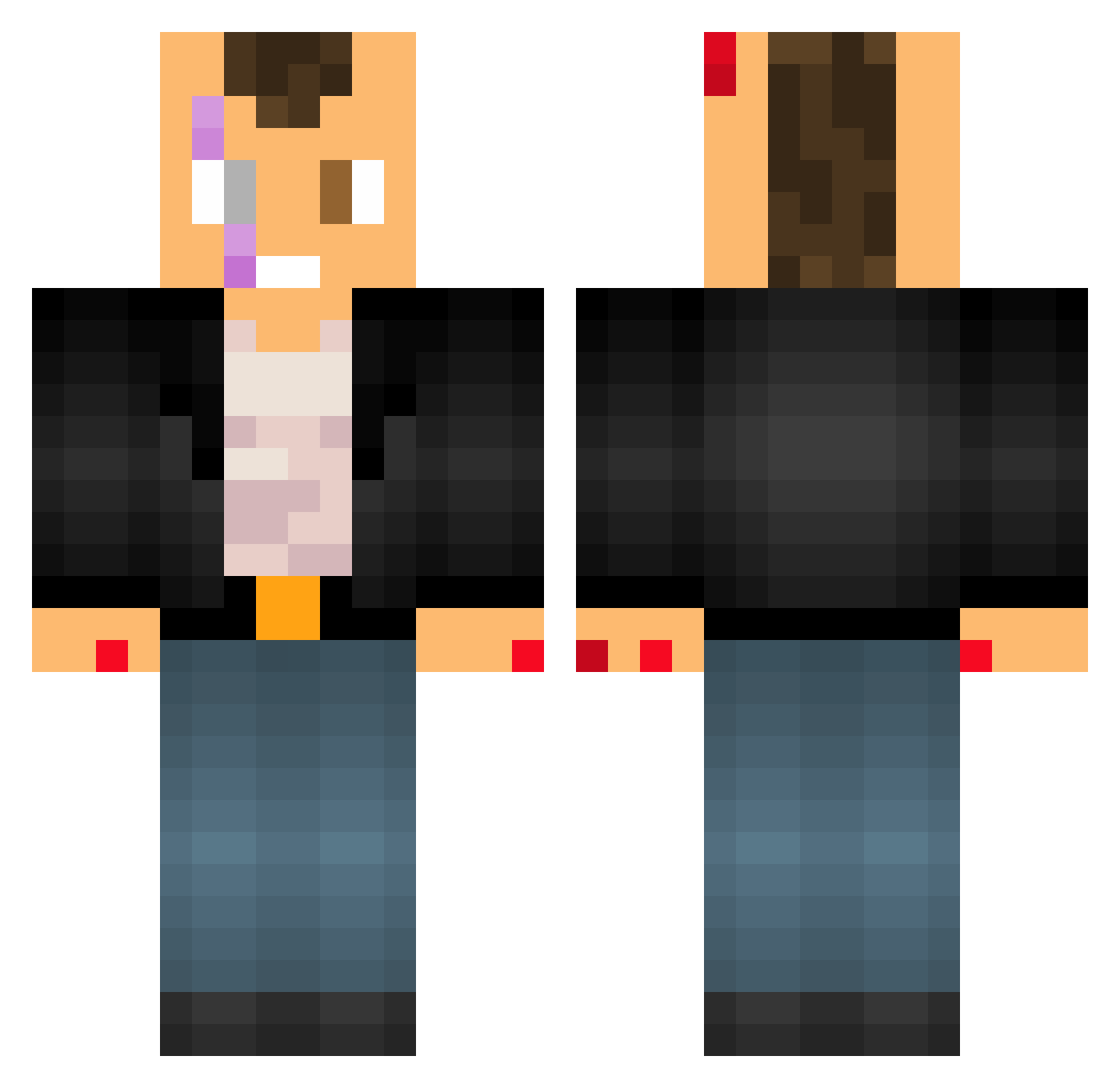 NoSoulPunk Minecraft skin, front and back view