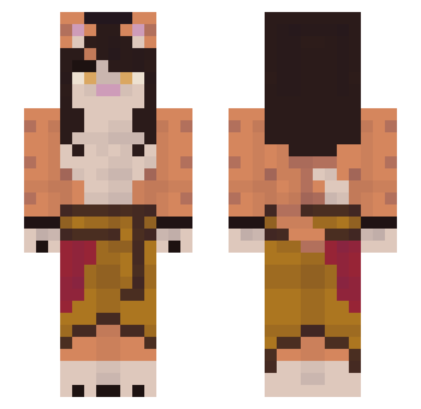 q_xi Minecraft skin, front and back view