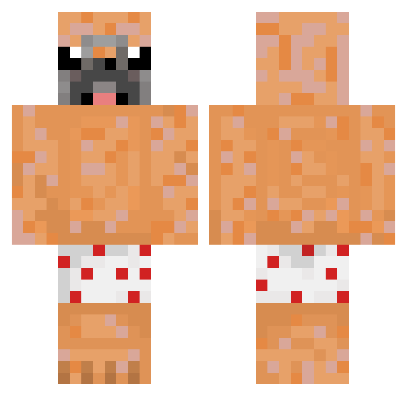 Pugmanjeep208 Minecraft skin, front and back view