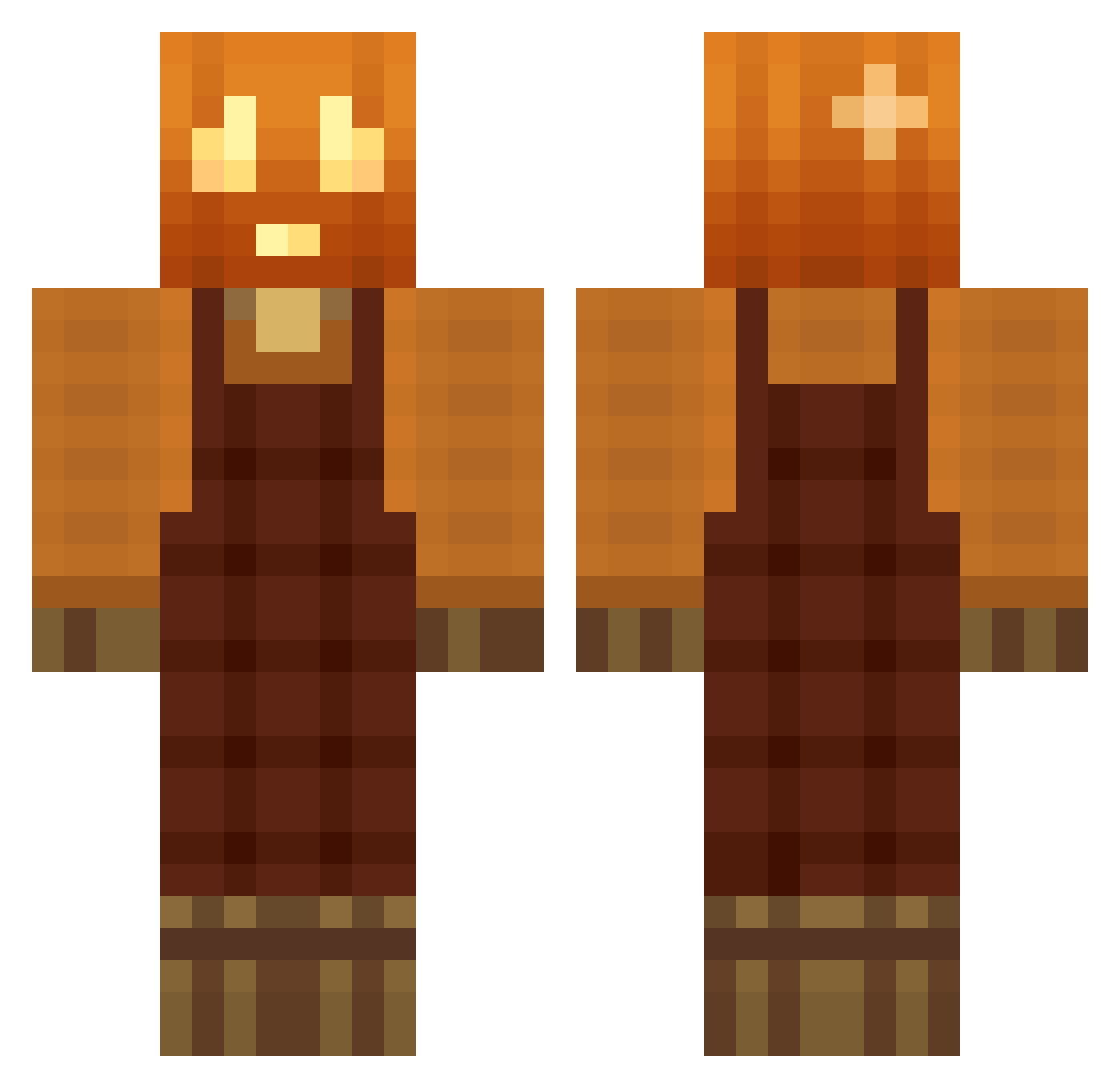 Bttttttt Minecraft skin, front and back view