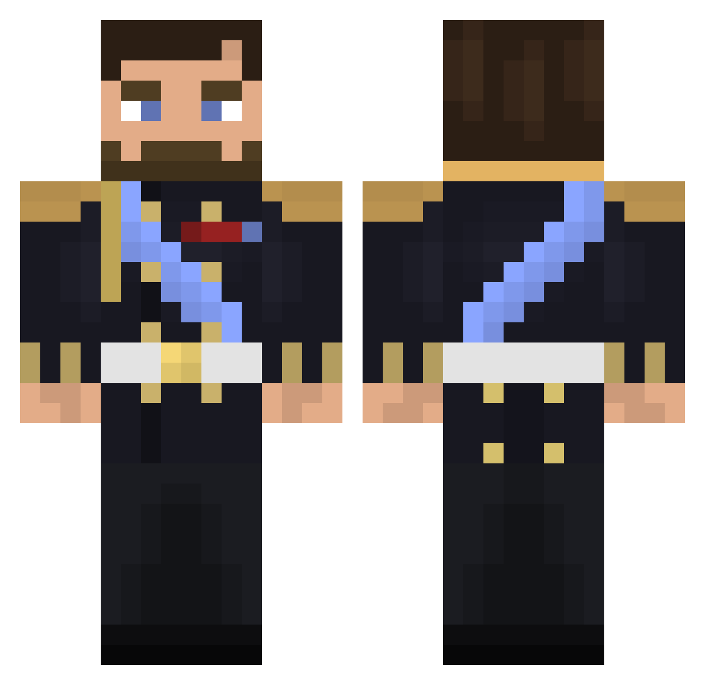 yam7 Minecraft skin, front and back view