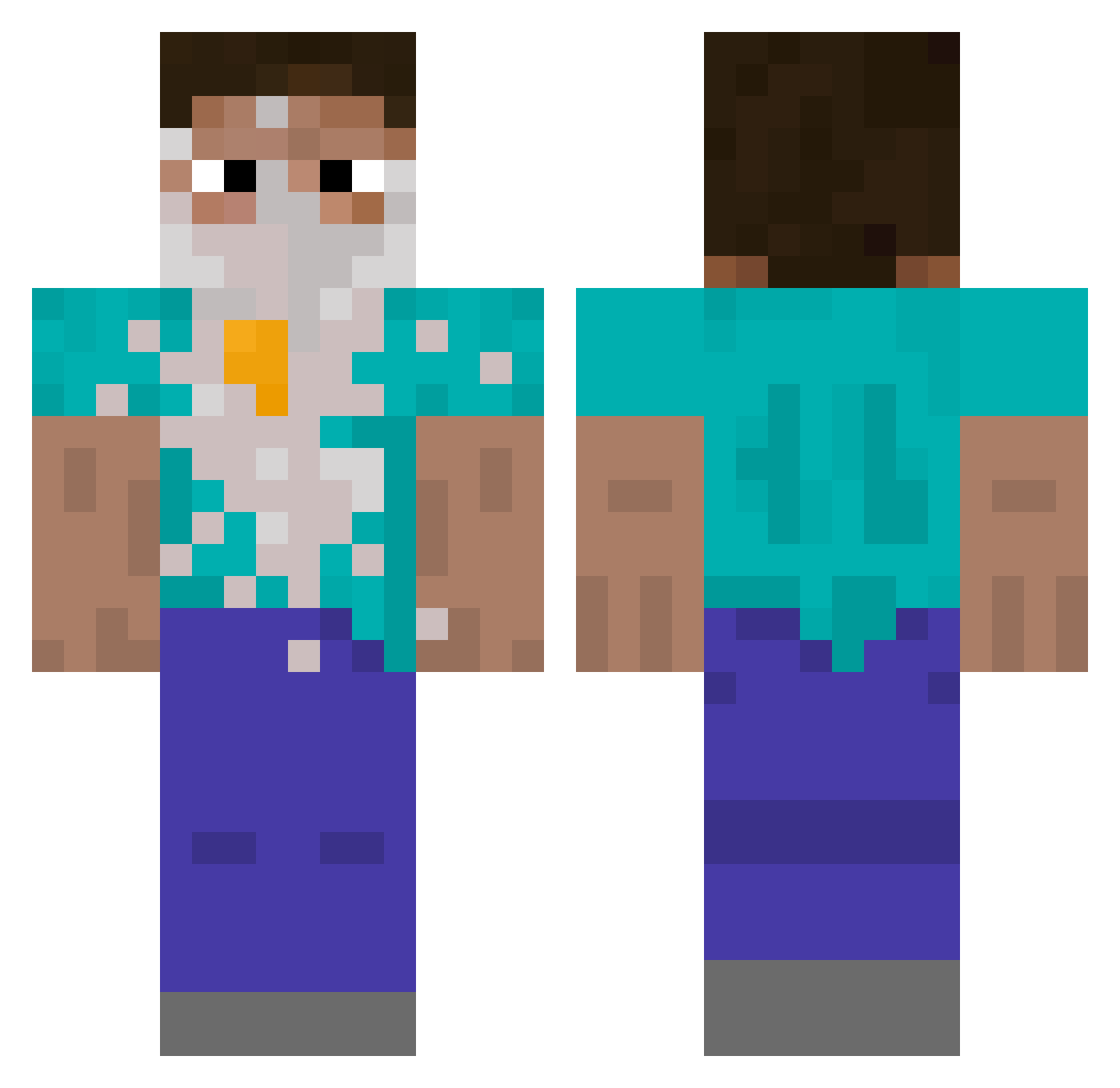 zevster6000 Minecraft skin, front and back view