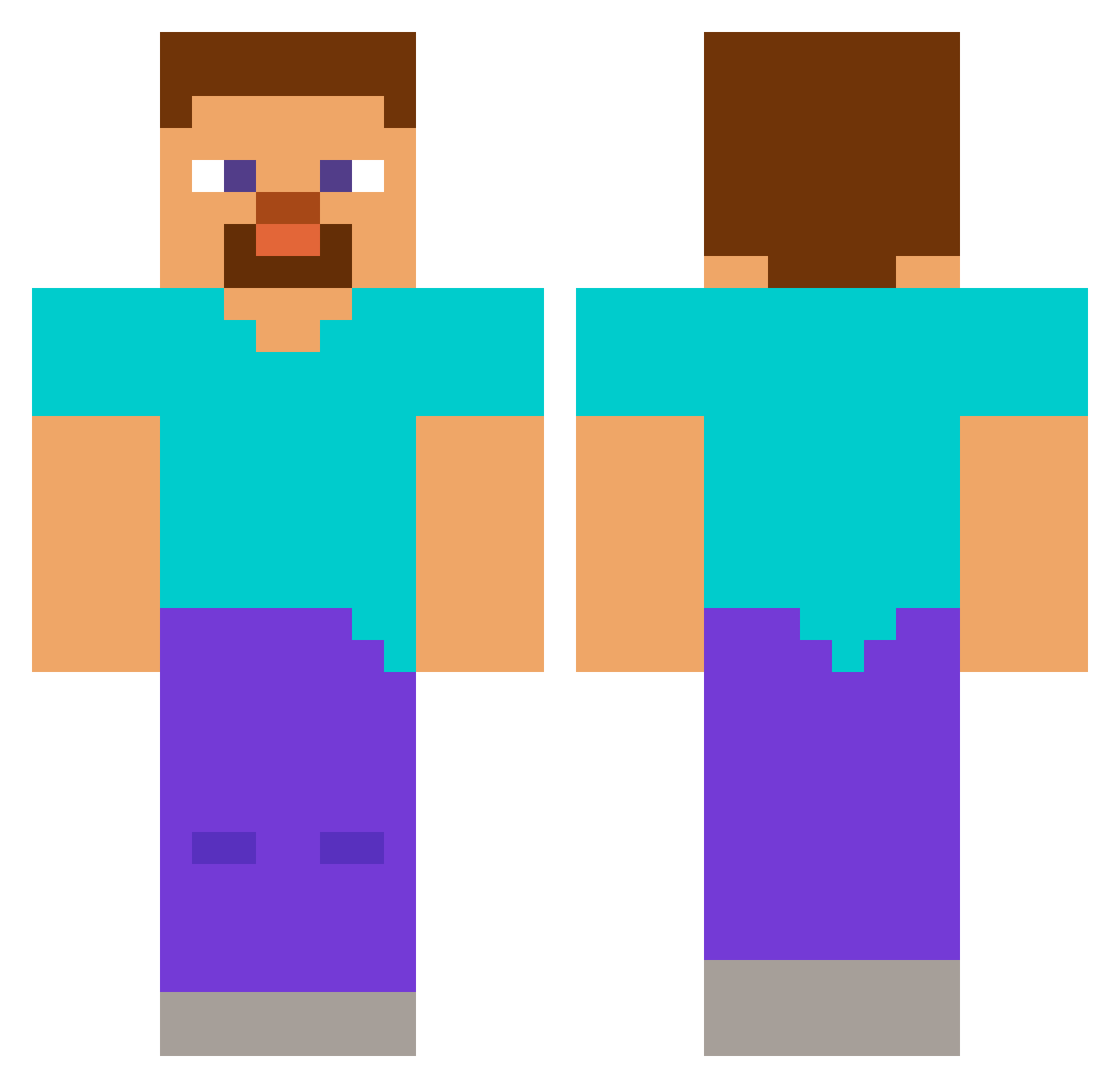 Veitollos Minecraft skin, front and back view