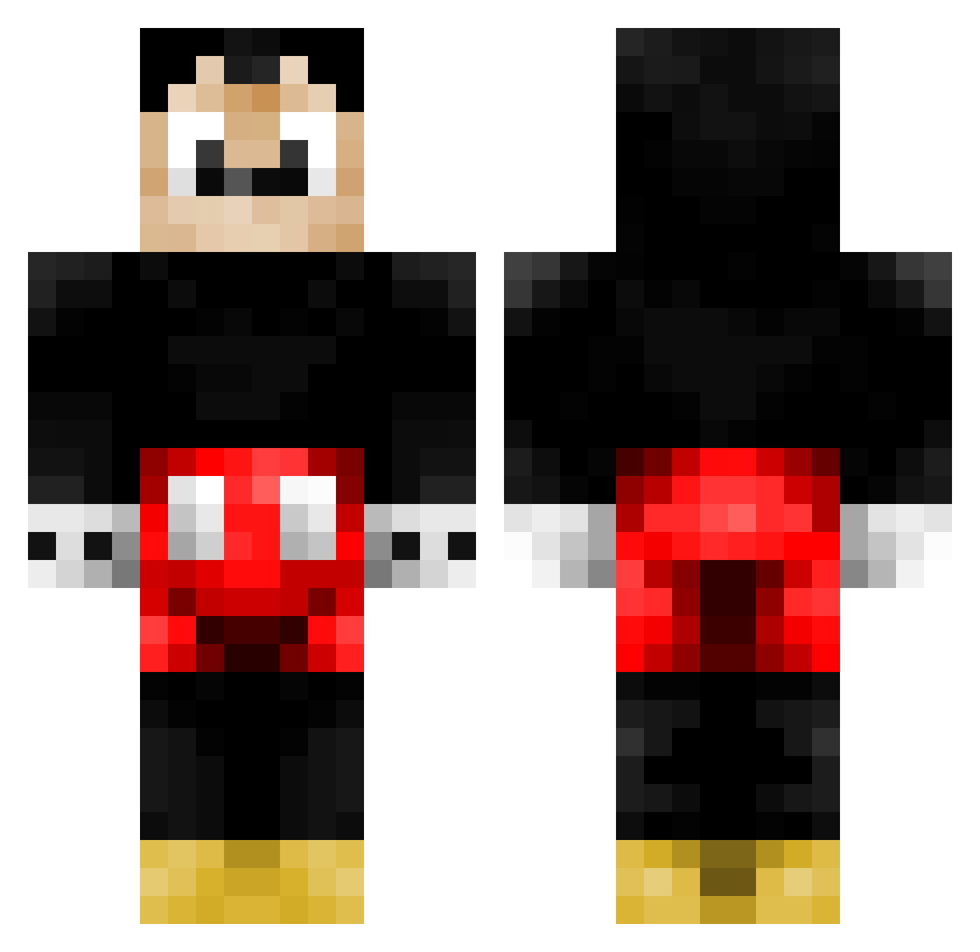 Shundelack Minecraft skin, front and back view