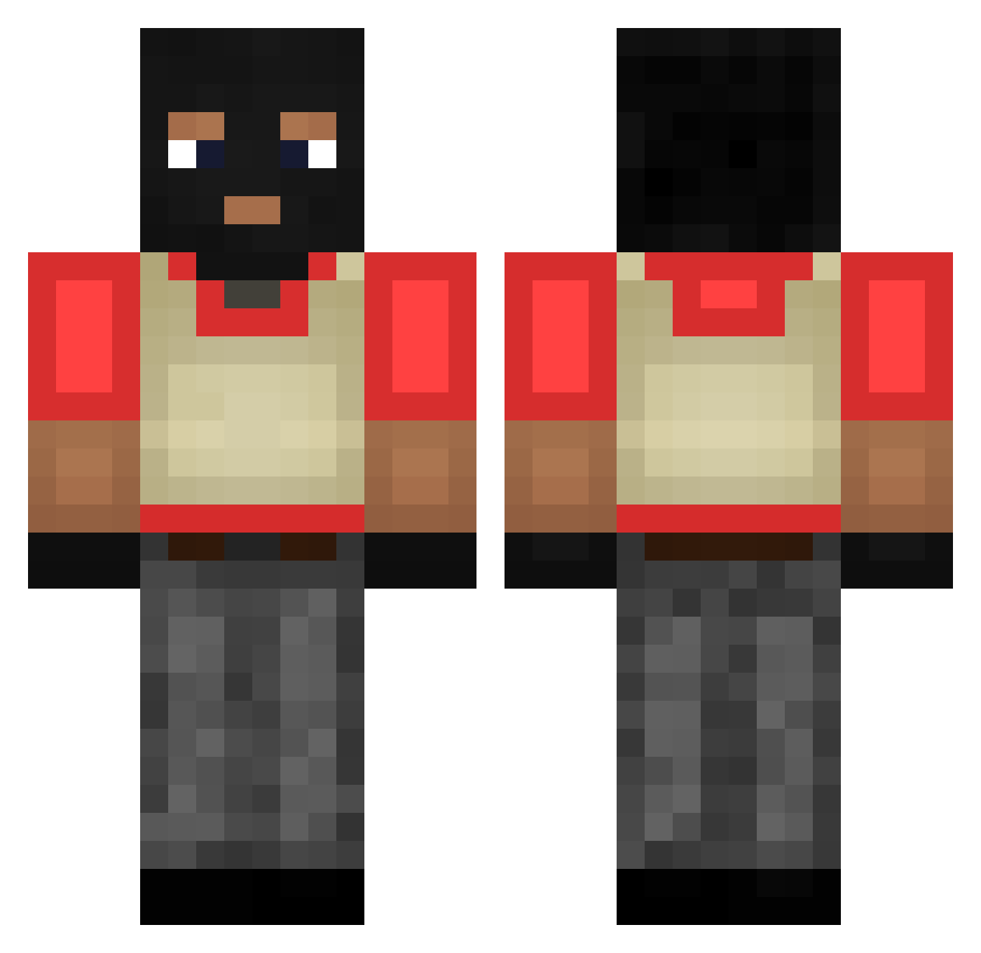 ryans Minecraft skin, front and back view
