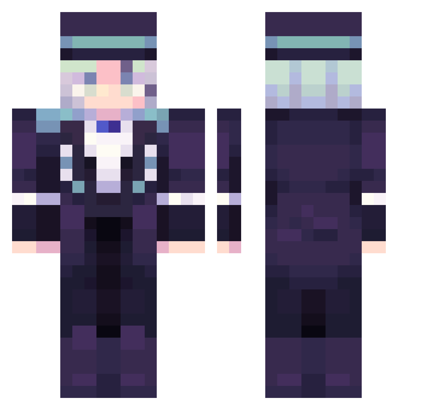 IamMushroom64 Minecraft skin, front and back view