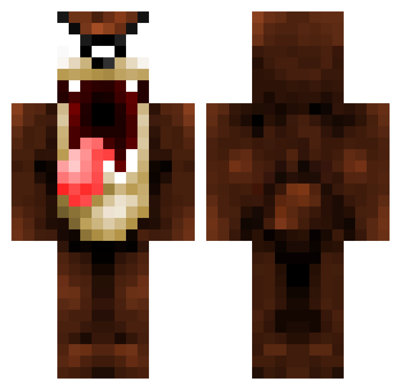 Aalecks Minecraft skin, front and back view