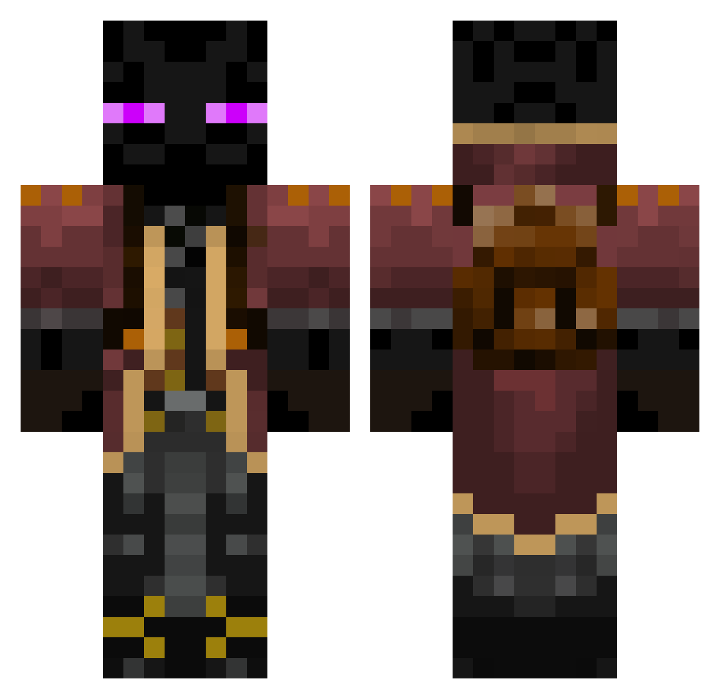 RedLP Minecraft skin, front and back view