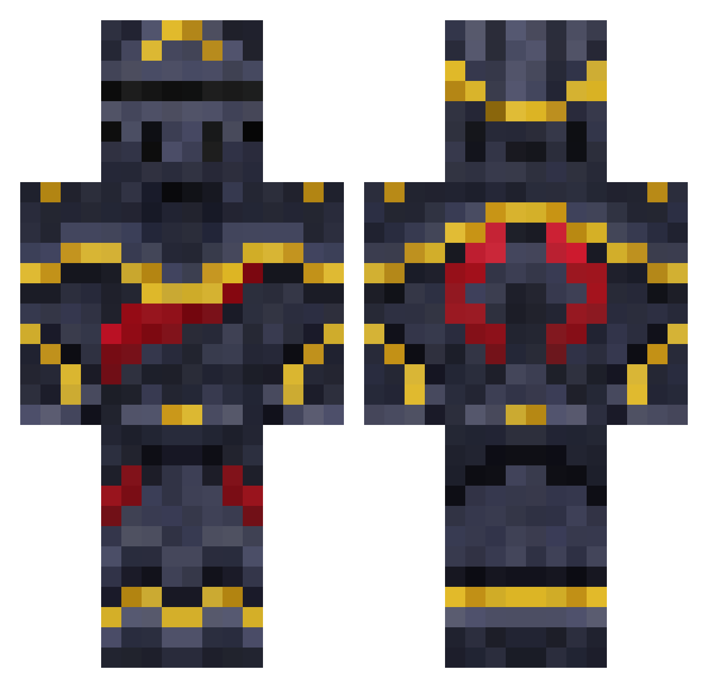 SymptumX Minecraft skin, front and back view