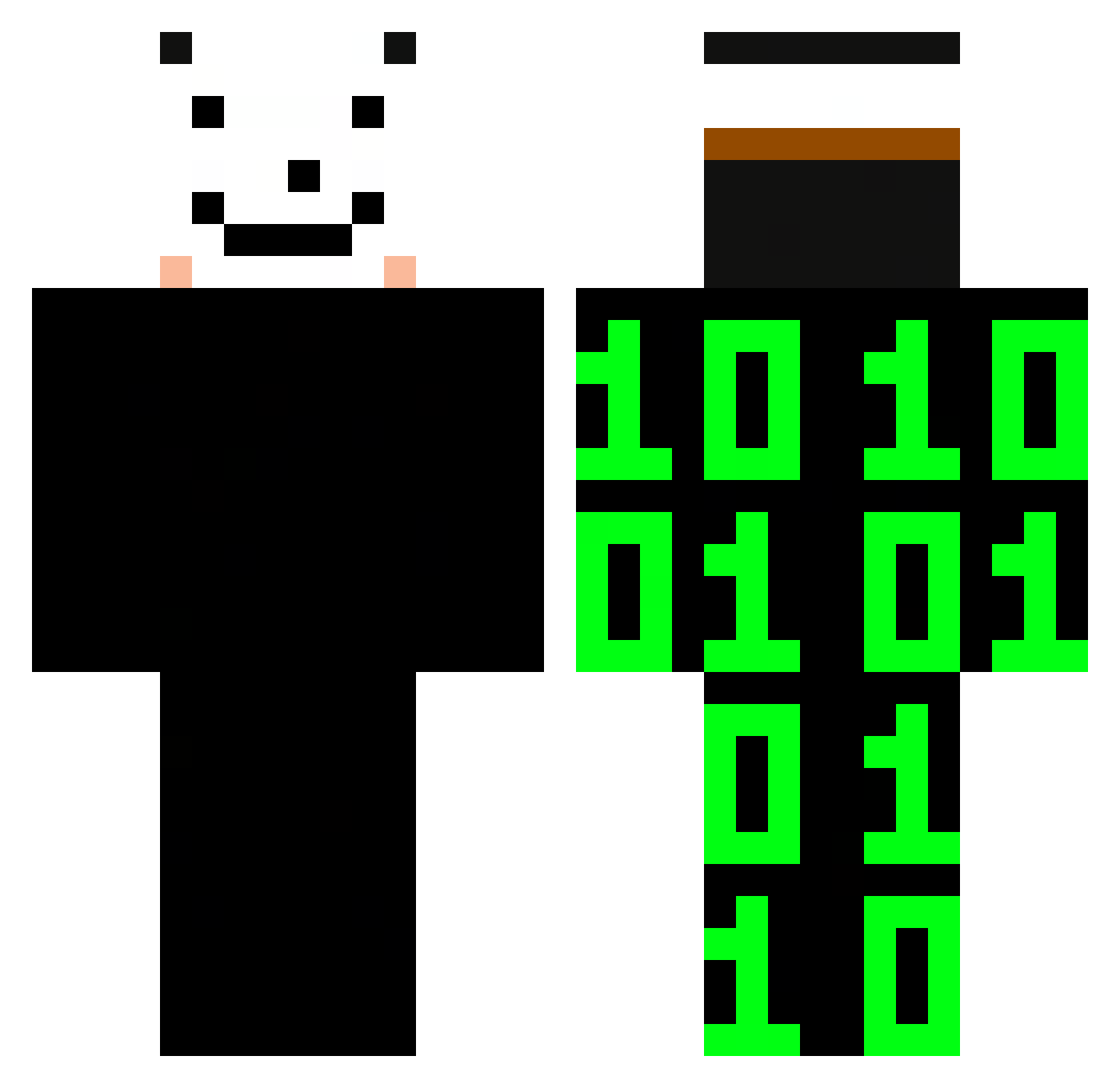 btexfly Minecraft skin, front and back view