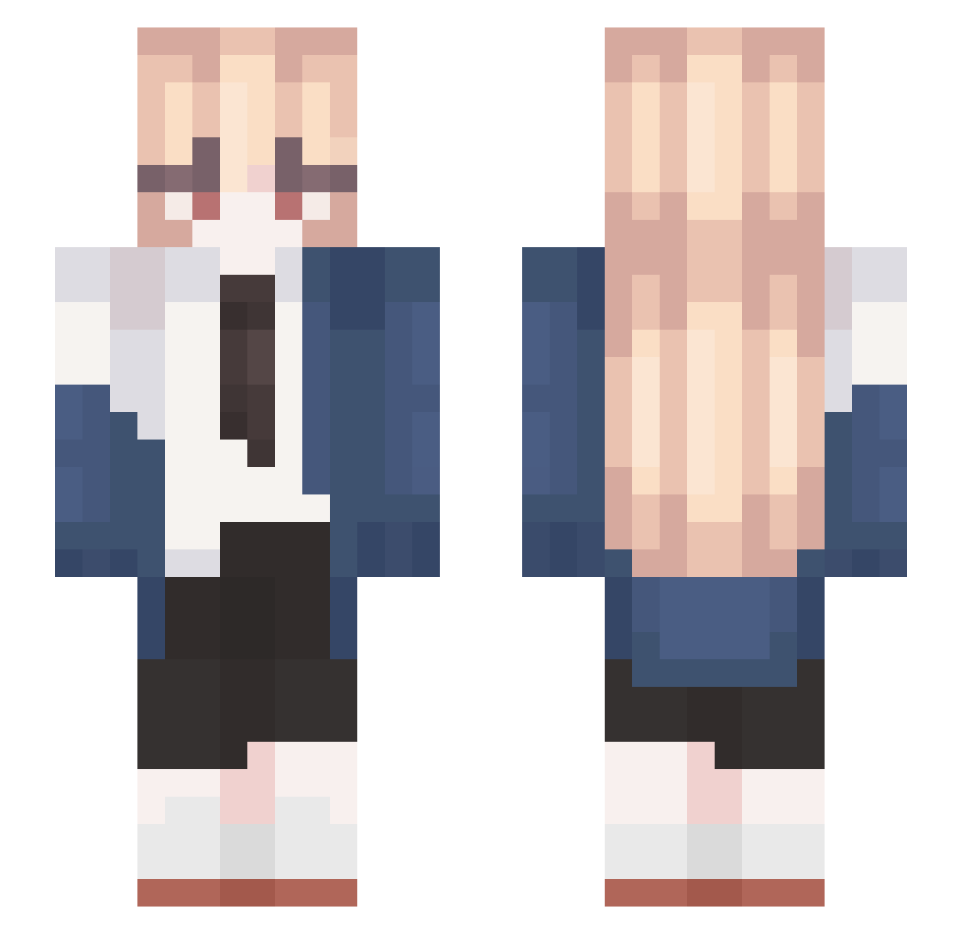 Silly_Astra Minecraft skin, front and back view