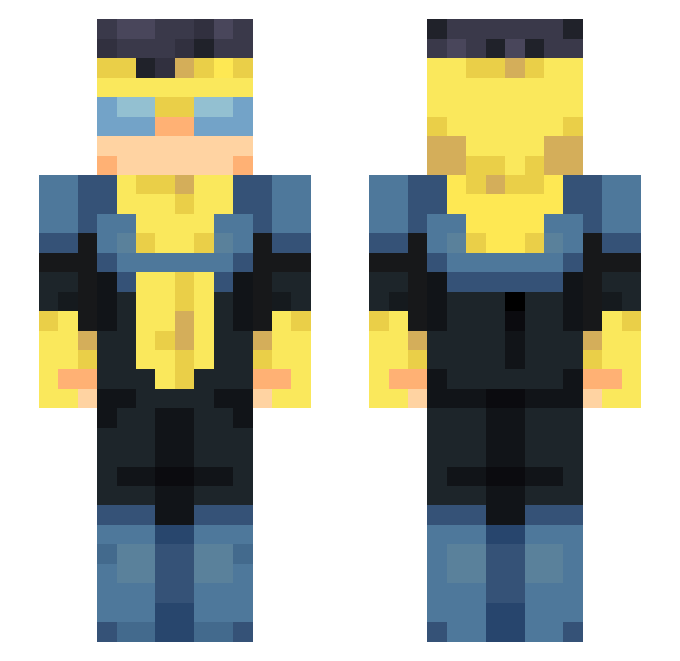 Sweeteho Minecraft skin, front and back view
