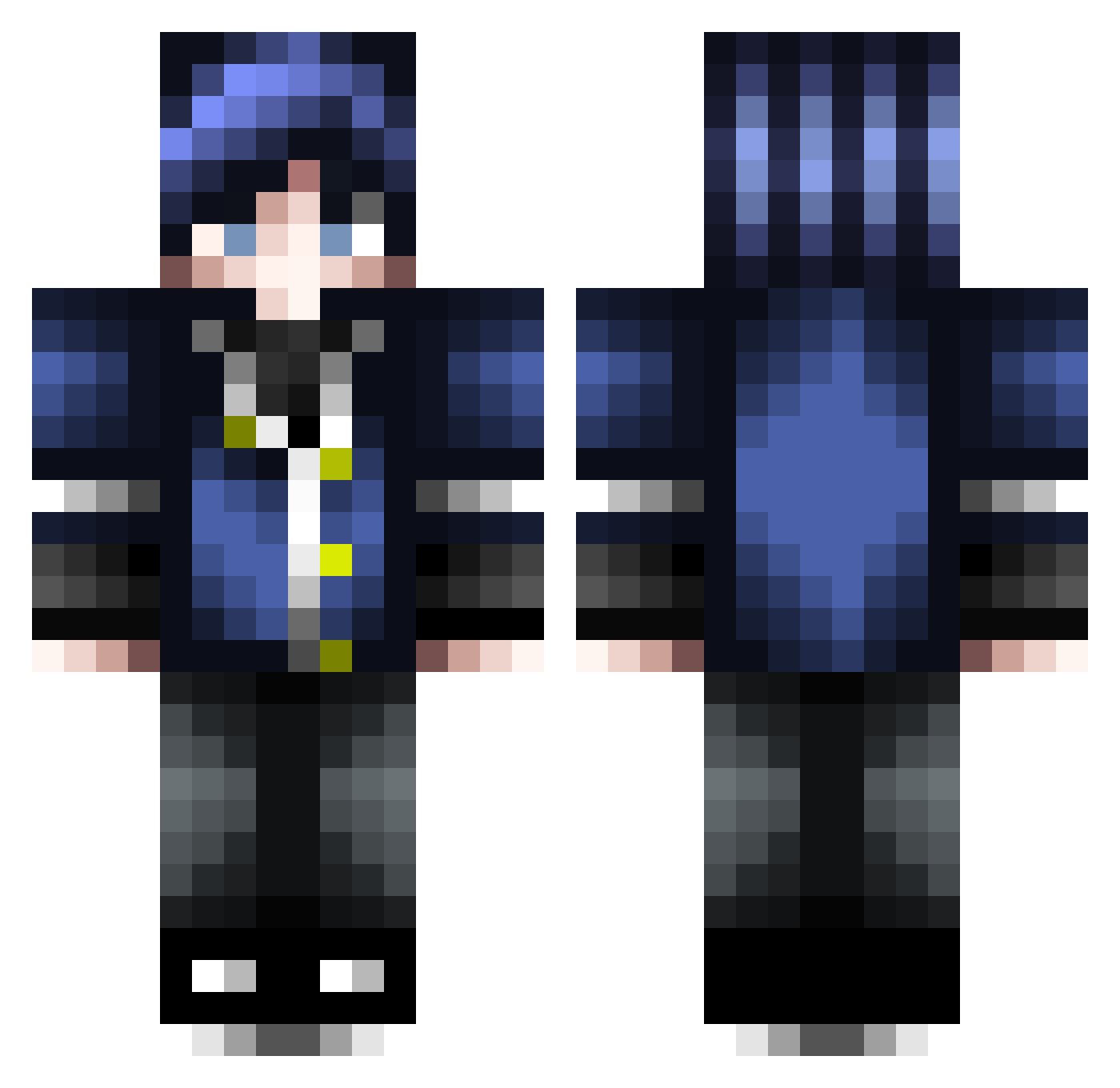 RvRv Minecraft skin, front and back view
