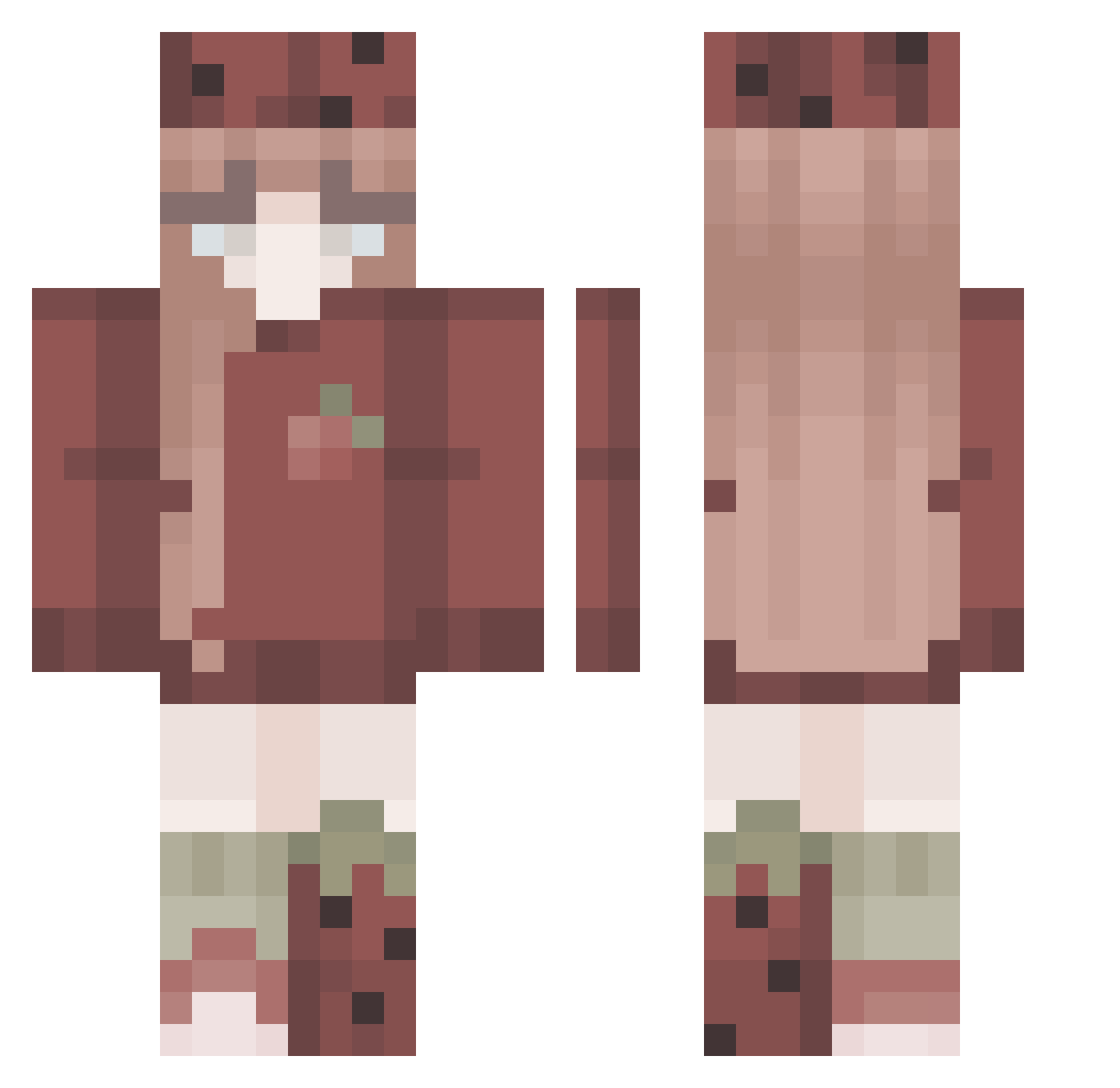 malacee Minecraft skin, front and back view