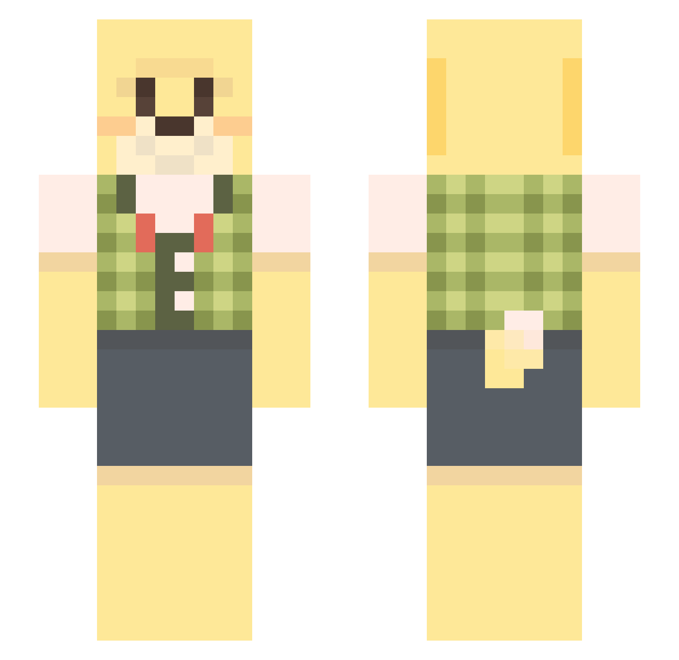 NotArandia Minecraft skin, front and back view