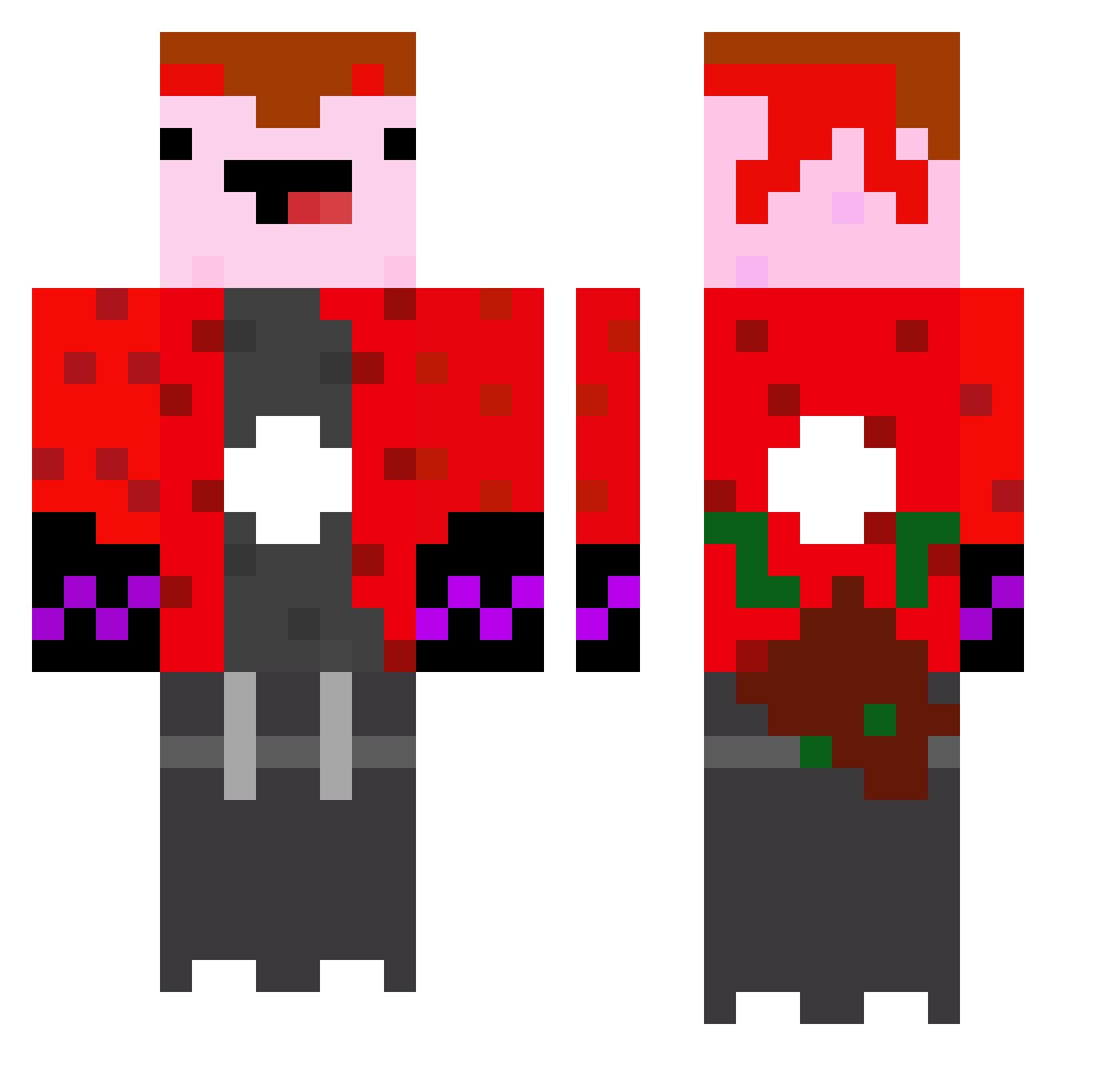 TRYTOBEX Minecraft skin, front and back view