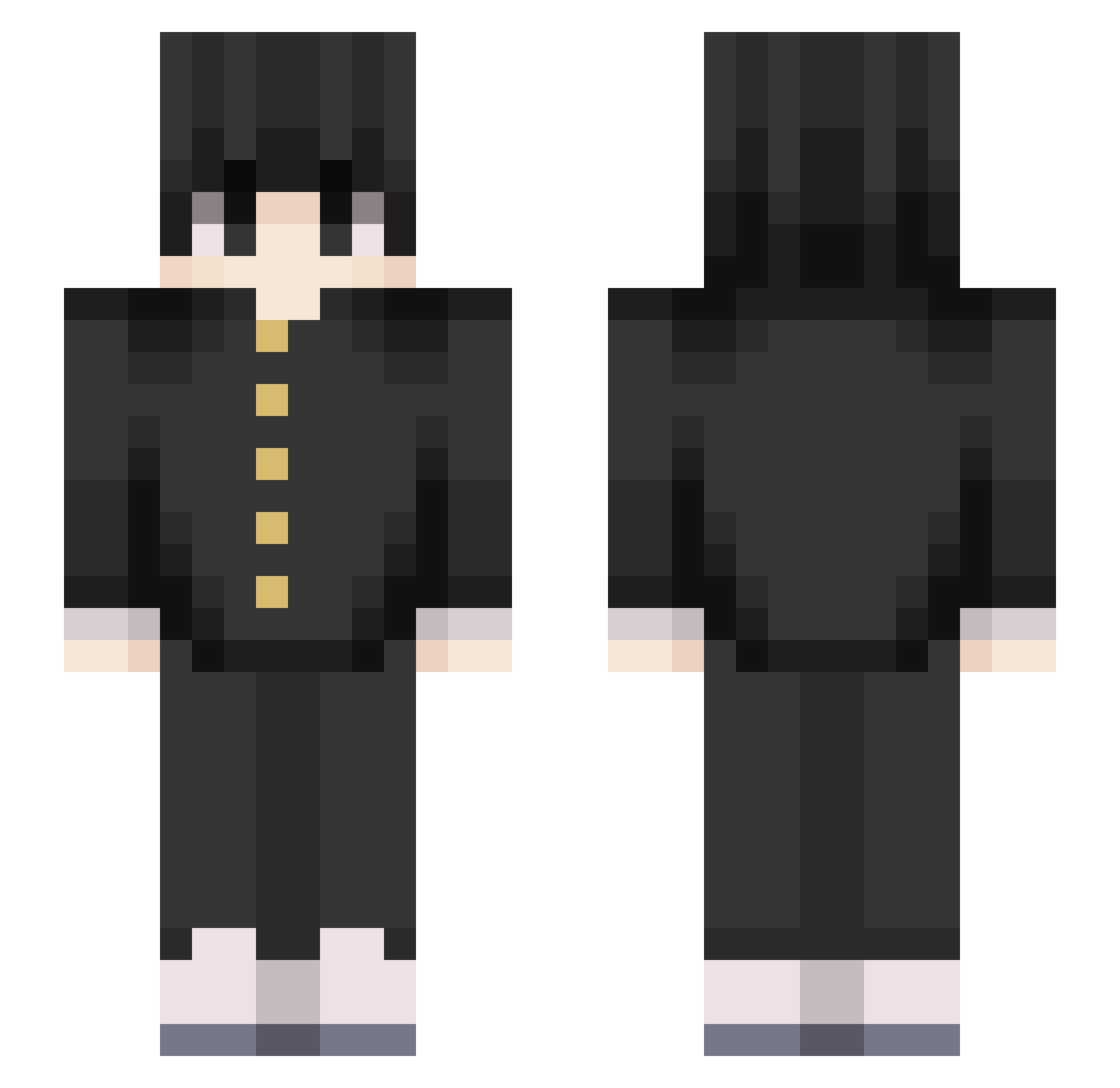 Notdavidlol Minecraft skin, front and back view