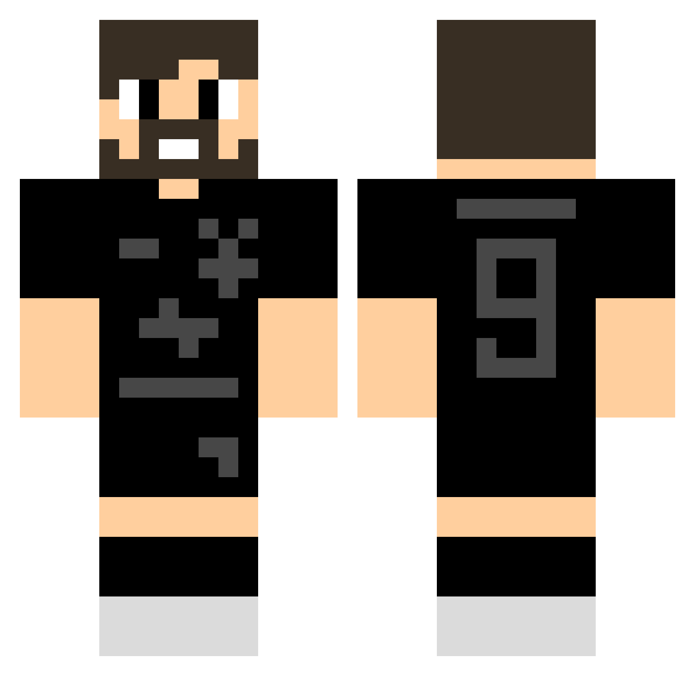 RafaGD23 Minecraft skin, front and back view
