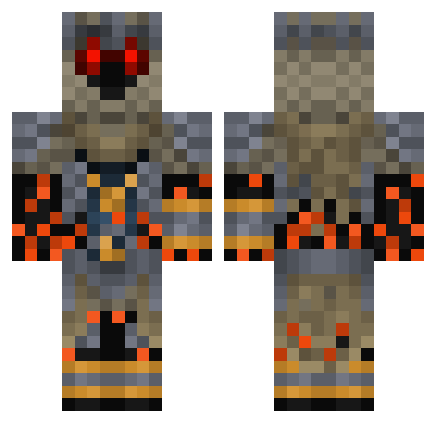 Pudginess Minecraft skin, front and back view