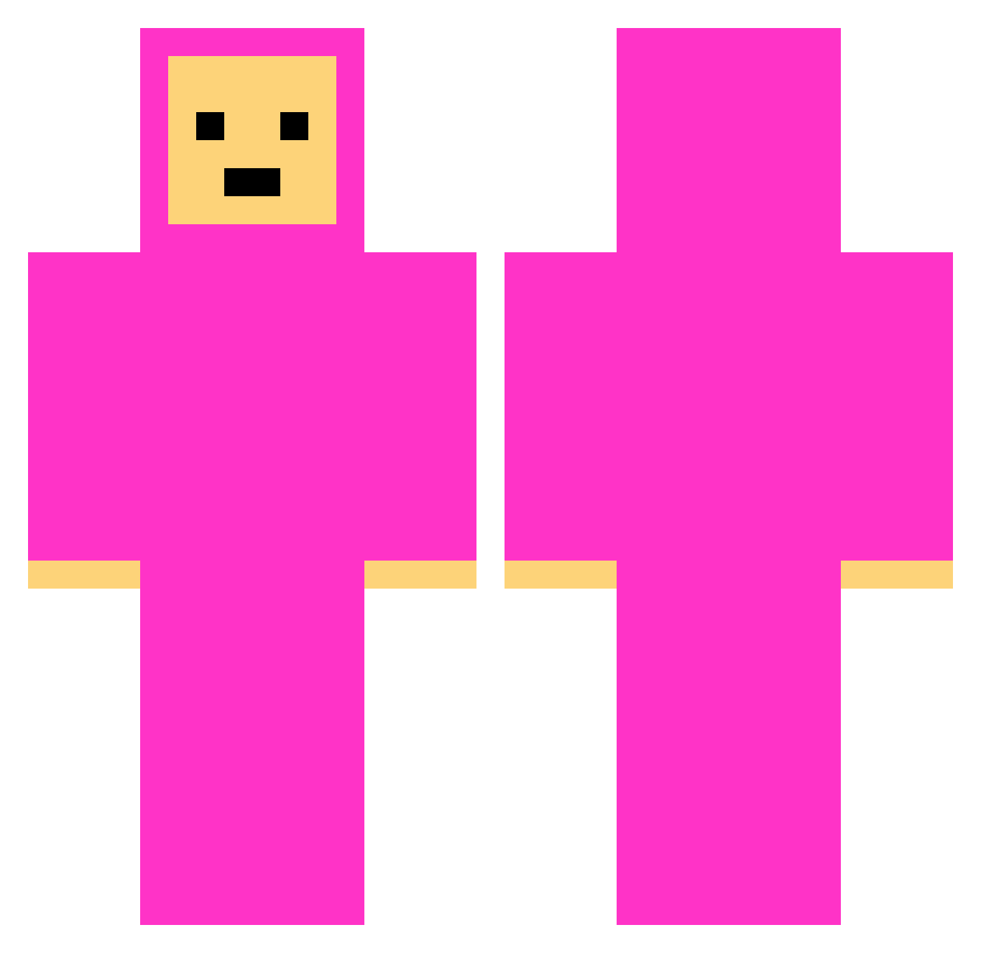 Nythie Minecraft skin, front and back view