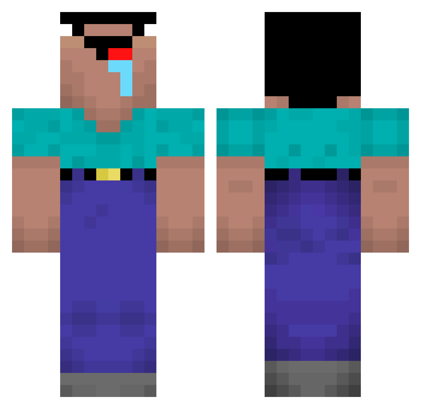 xym4 Minecraft skin, front and back view