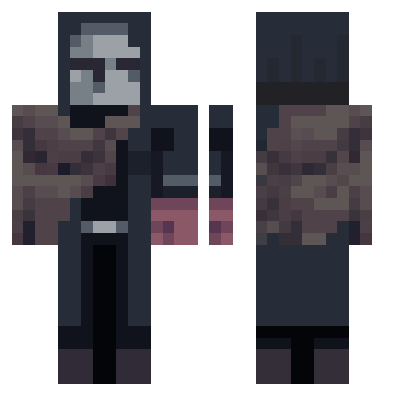 Dvdola Minecraft skin, front and back view