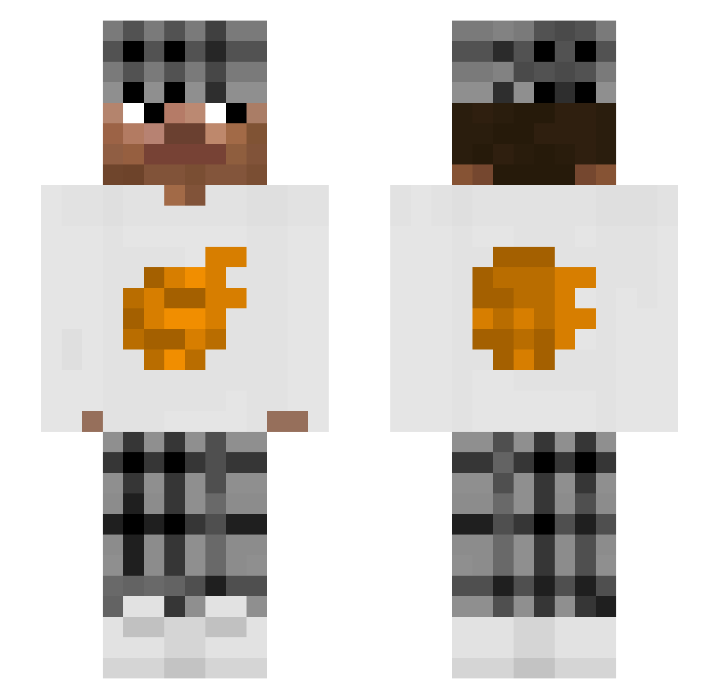 orangf Minecraft skin, front and back view