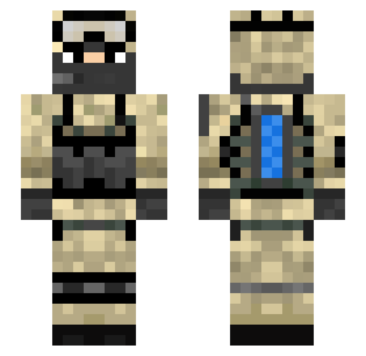 Tacoma Minecraft skin, front and back view