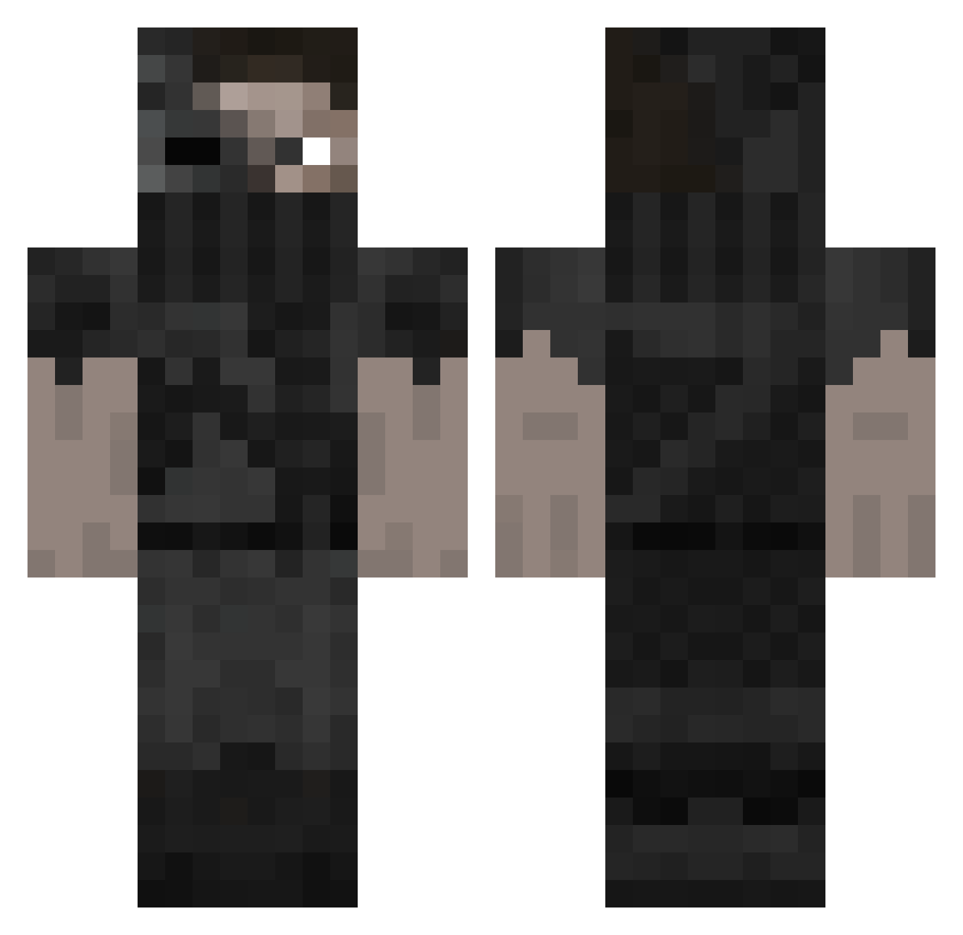 CarloLaMobilette Minecraft skin, front and back view