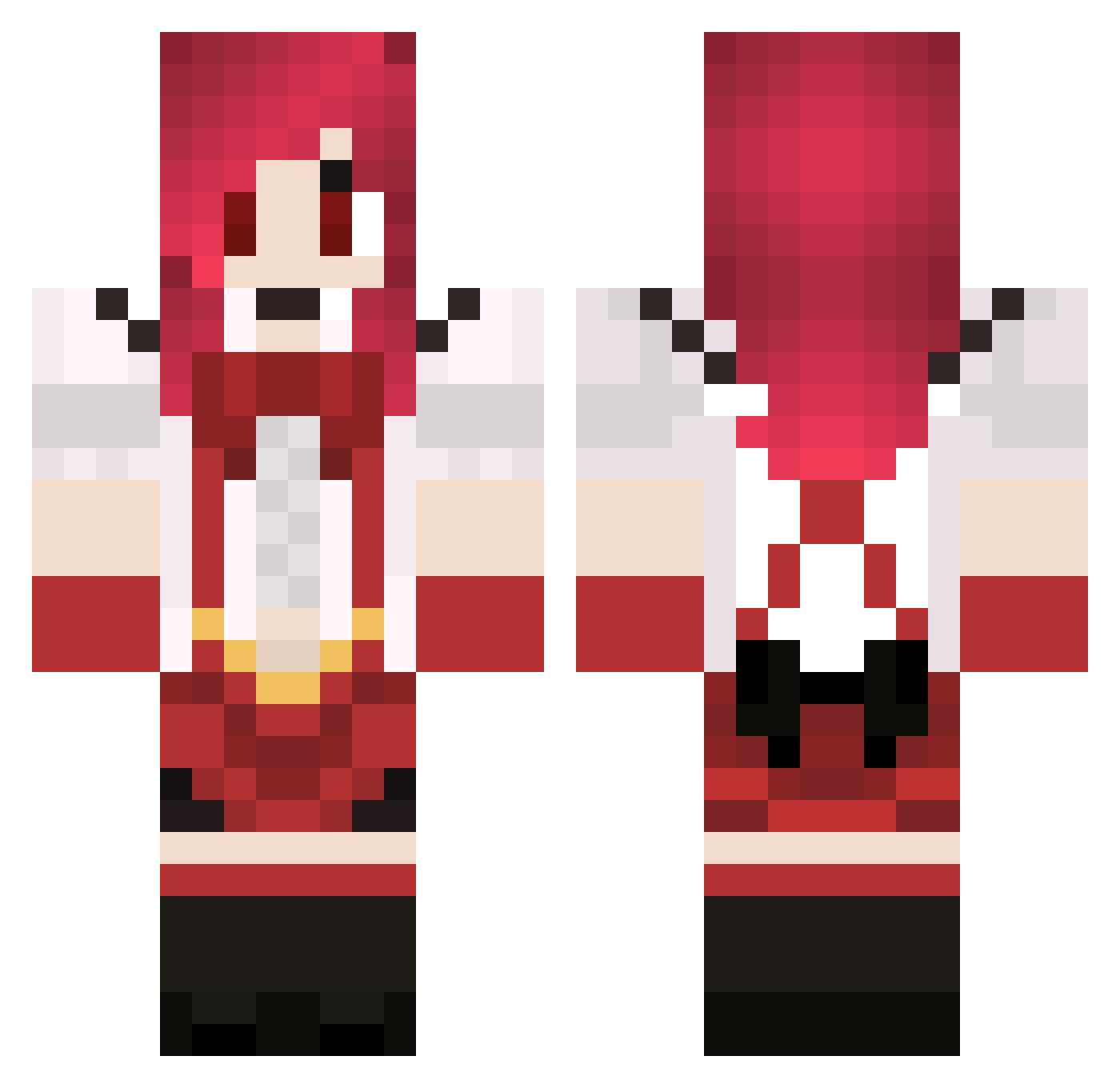 Crosscut Minecraft skin, front and back view