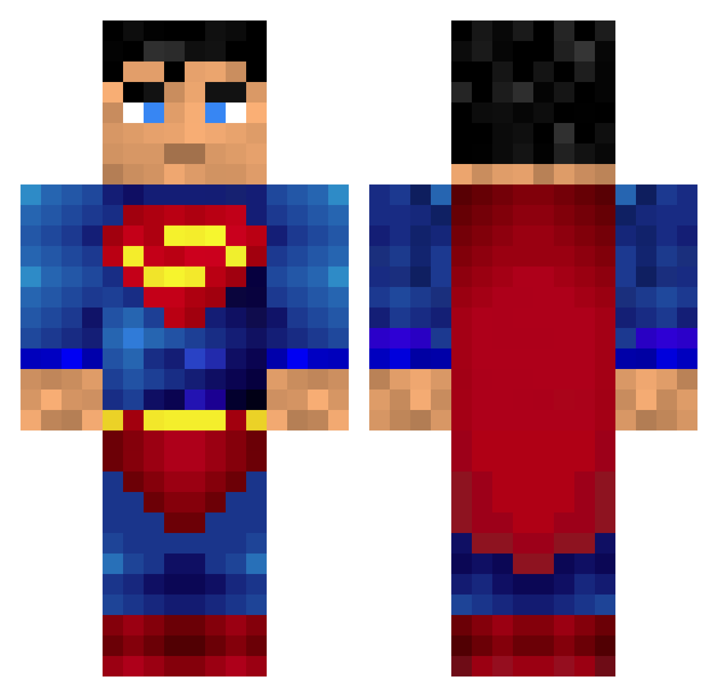 MaleZea Minecraft skin, front and back view