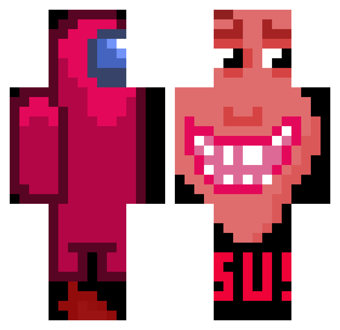 Poopland Minecraft skin, front and back view