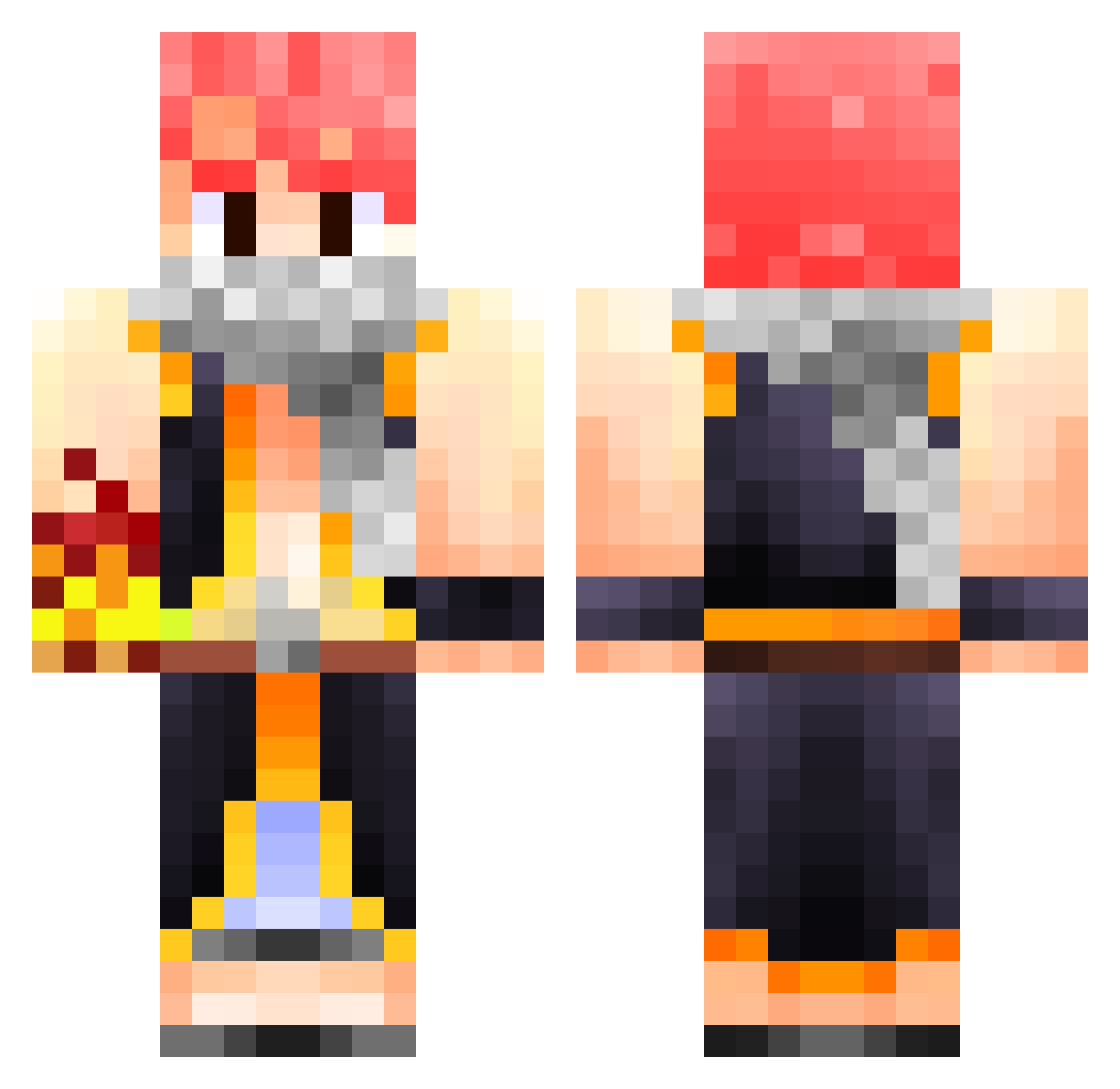 Orbits Minecraft skin, front and back view