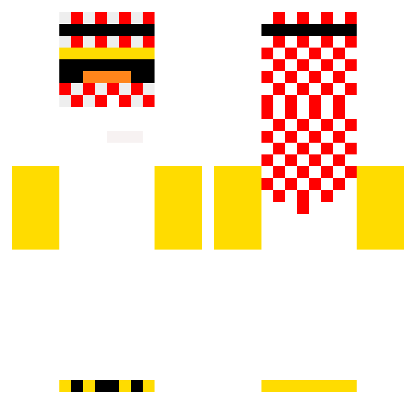Aoo1 Minecraft skin, front and back view