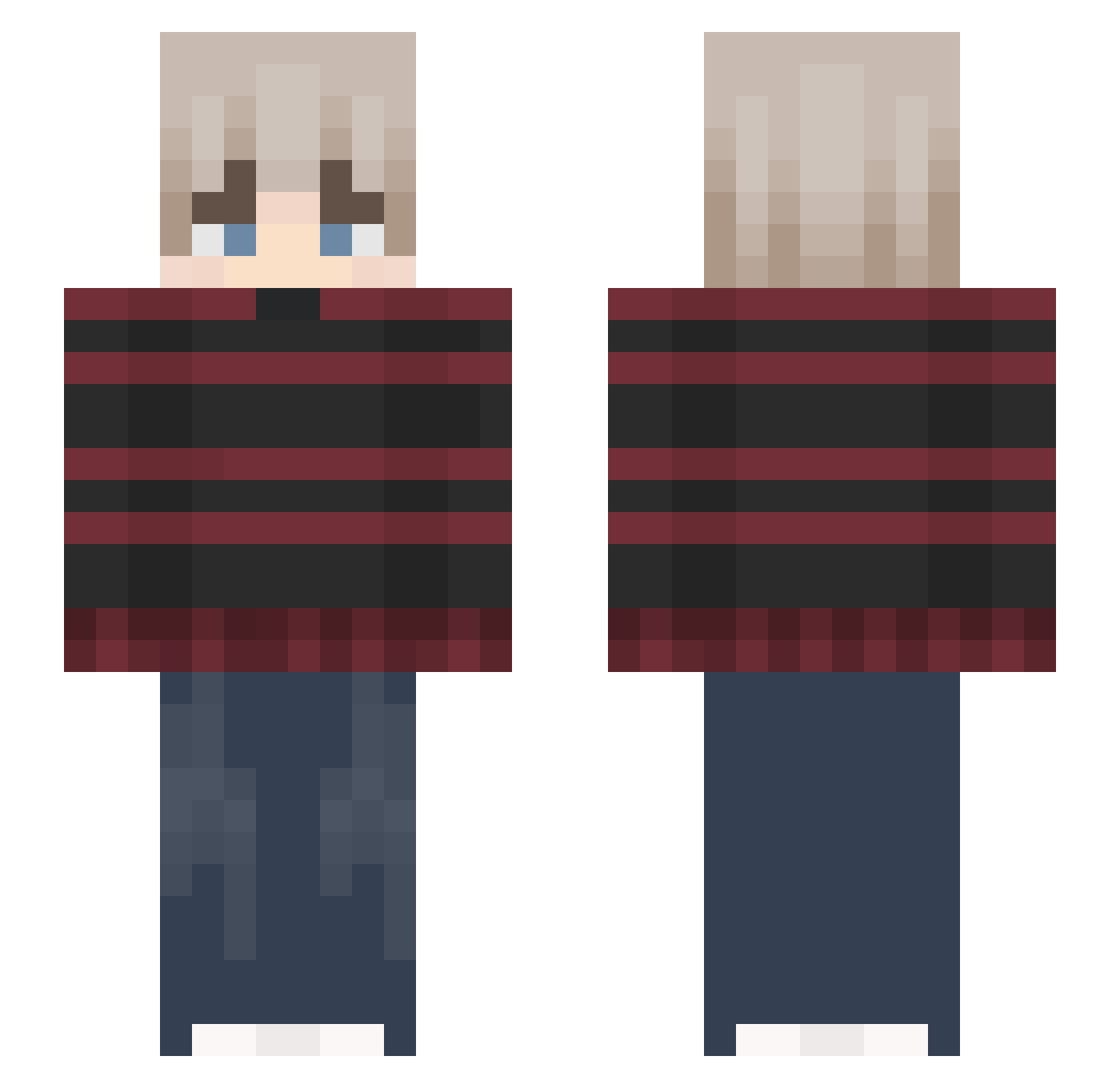 qriginal Minecraft skin, front and back view