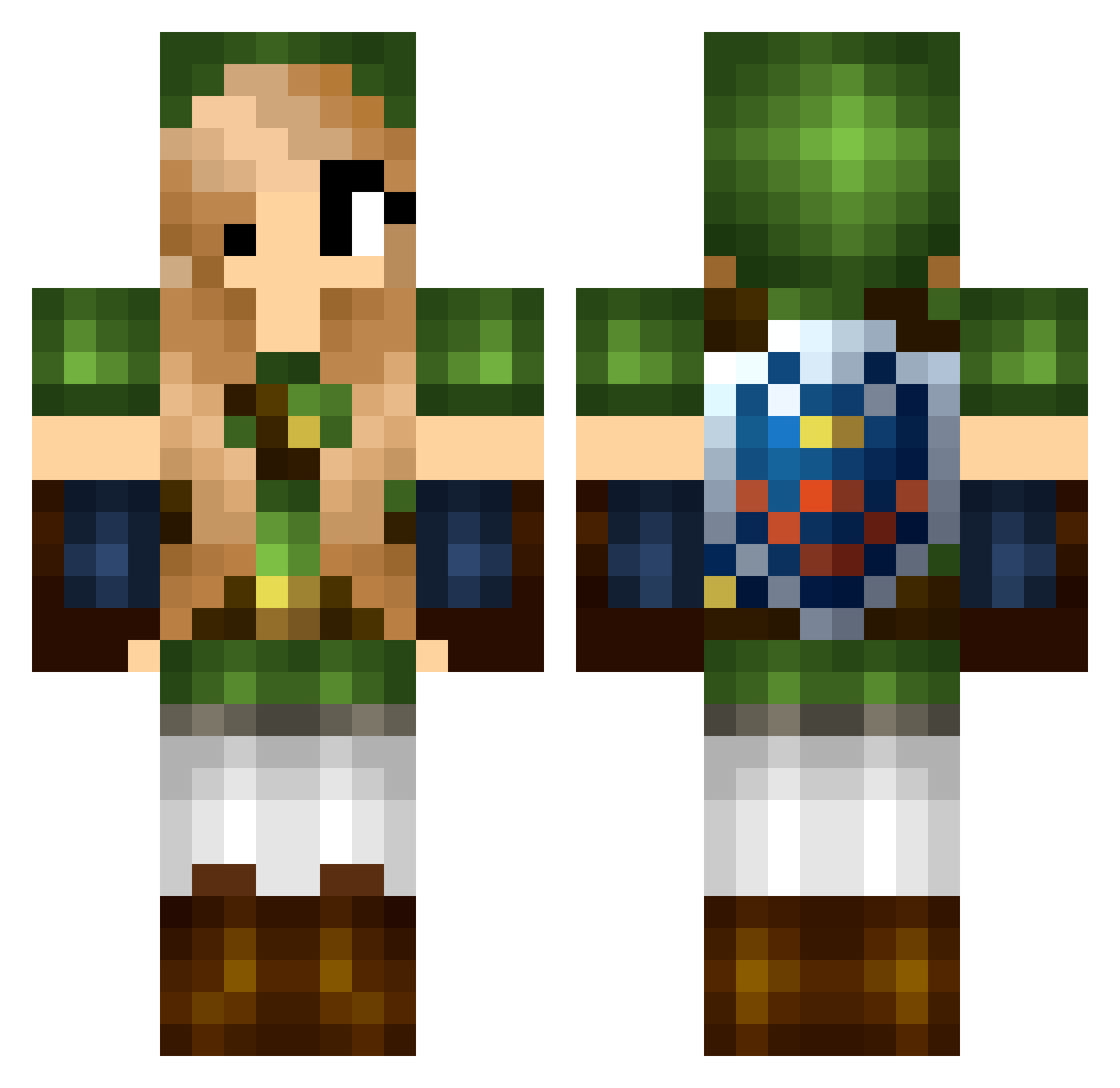 Flowery Minecraft skin, front and back view