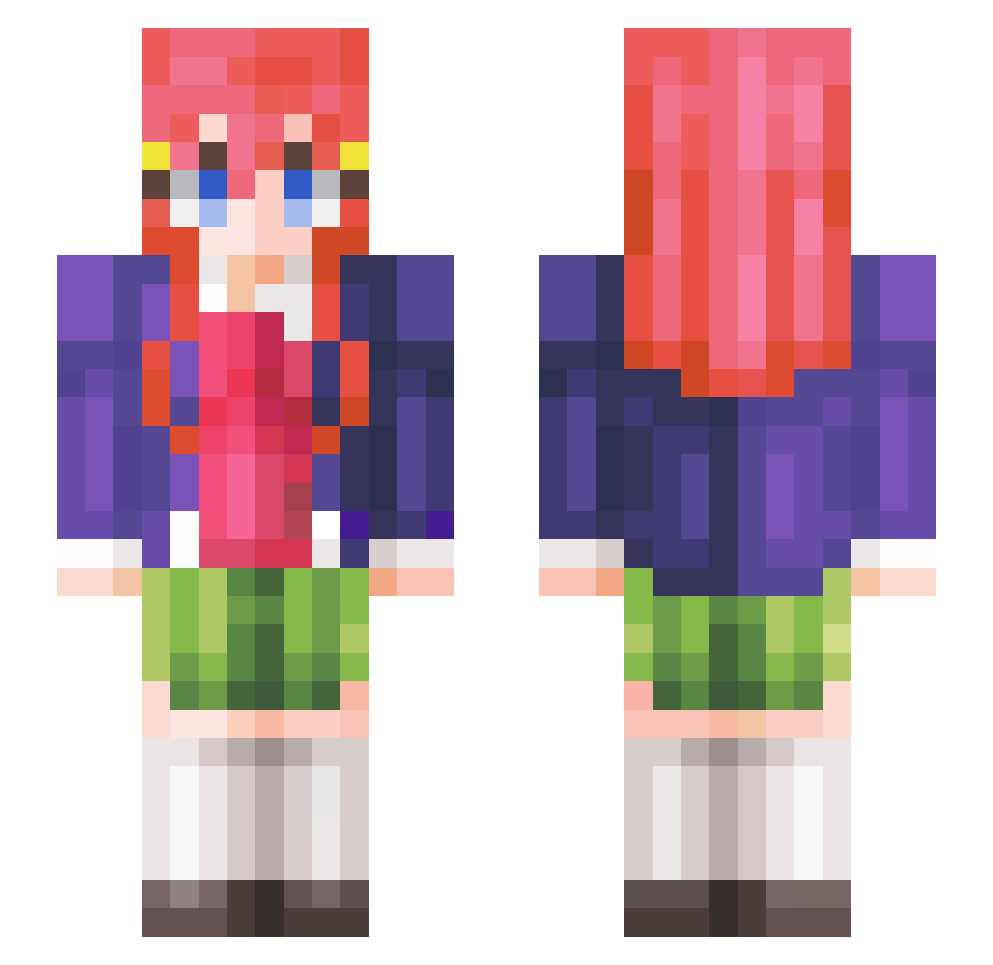 pppok Minecraft skin, front and back view