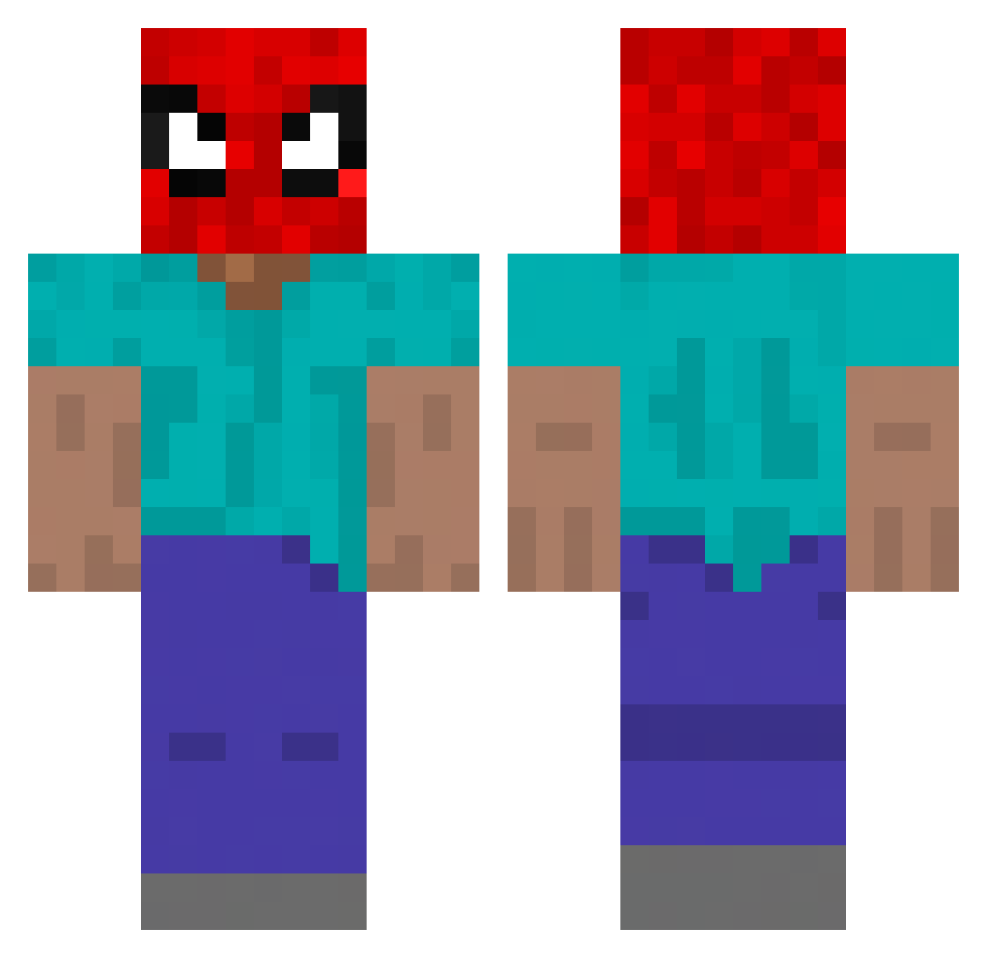 Ripplified Minecraft skin, front and back view