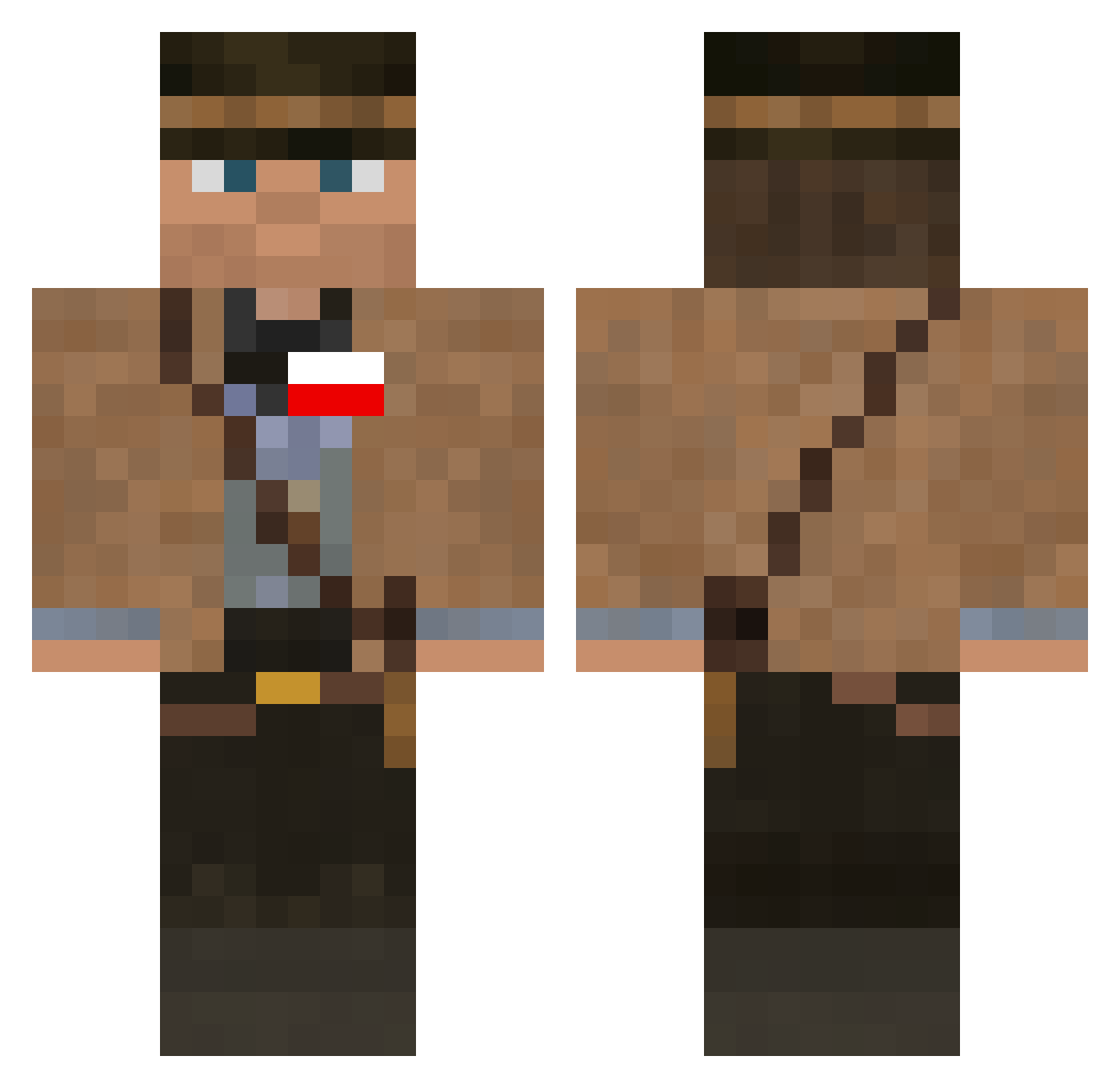 zyszek Minecraft skin, front and back view