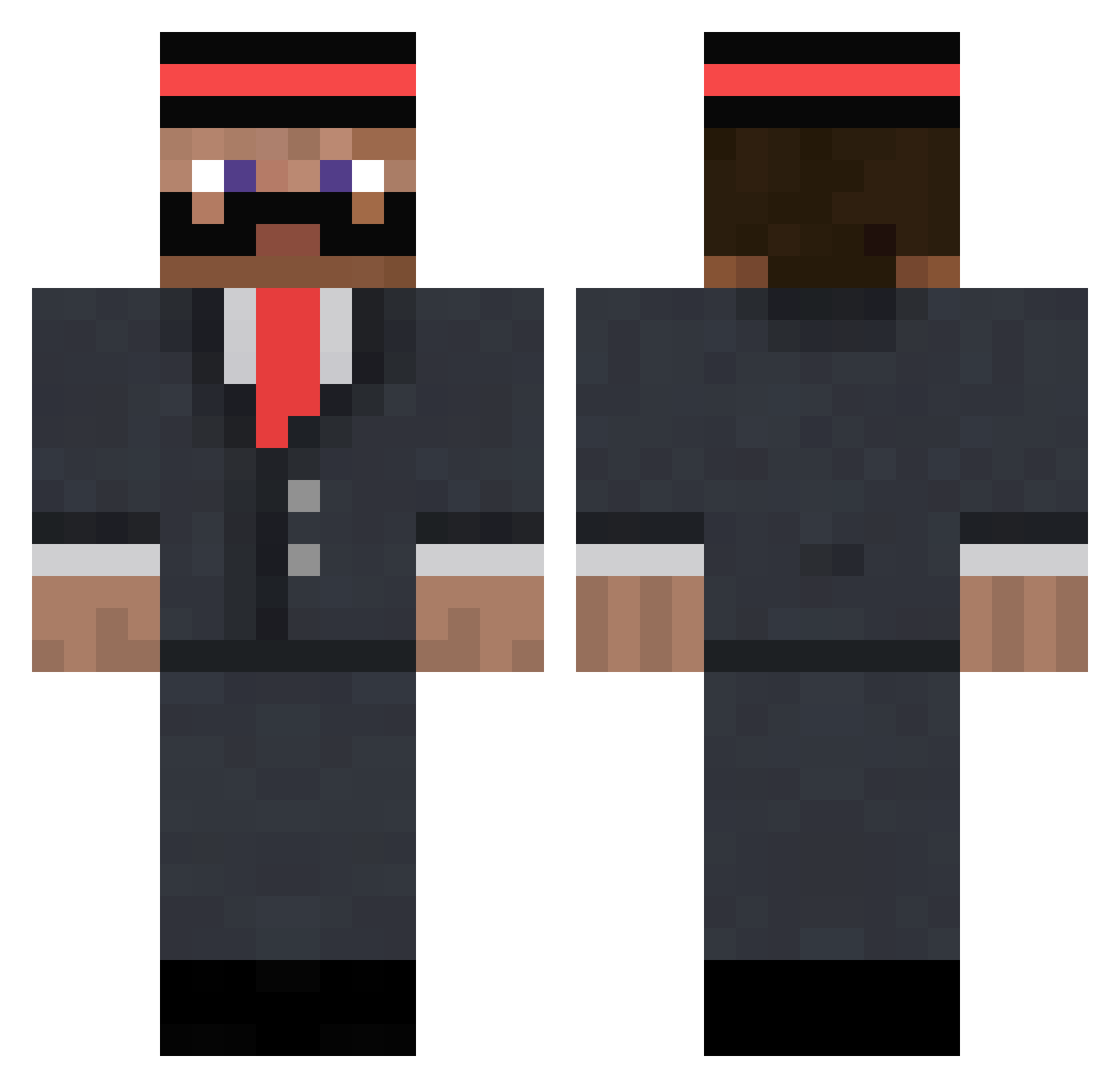 xmega Minecraft skin, front and back view