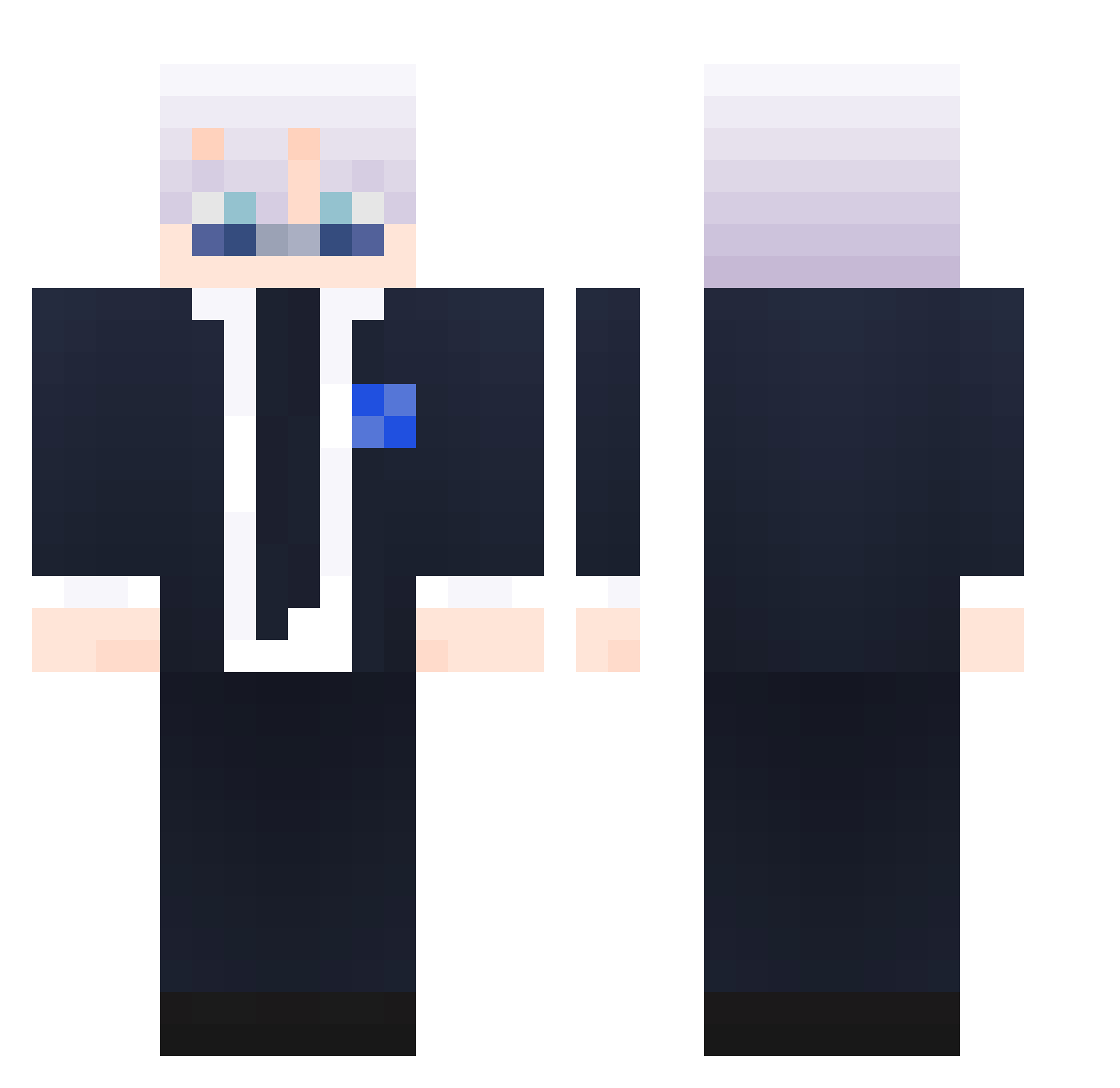 Zinwango Minecraft skin, front and back view