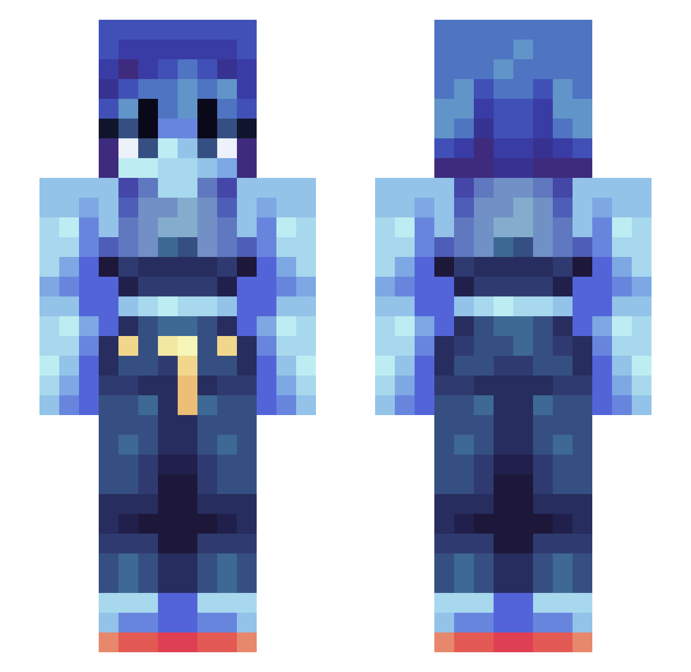 rainbowavians Minecraft skin, front and back view