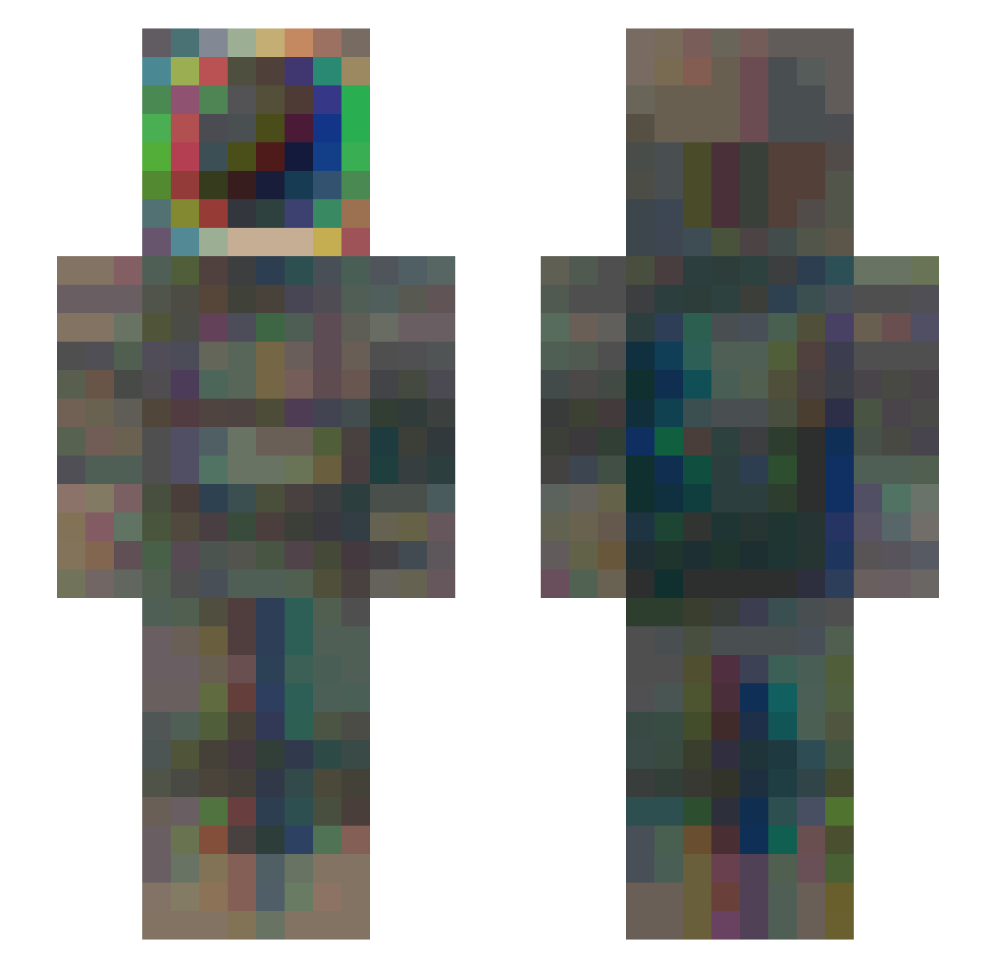 Sulfurling Minecraft skin, front and back view